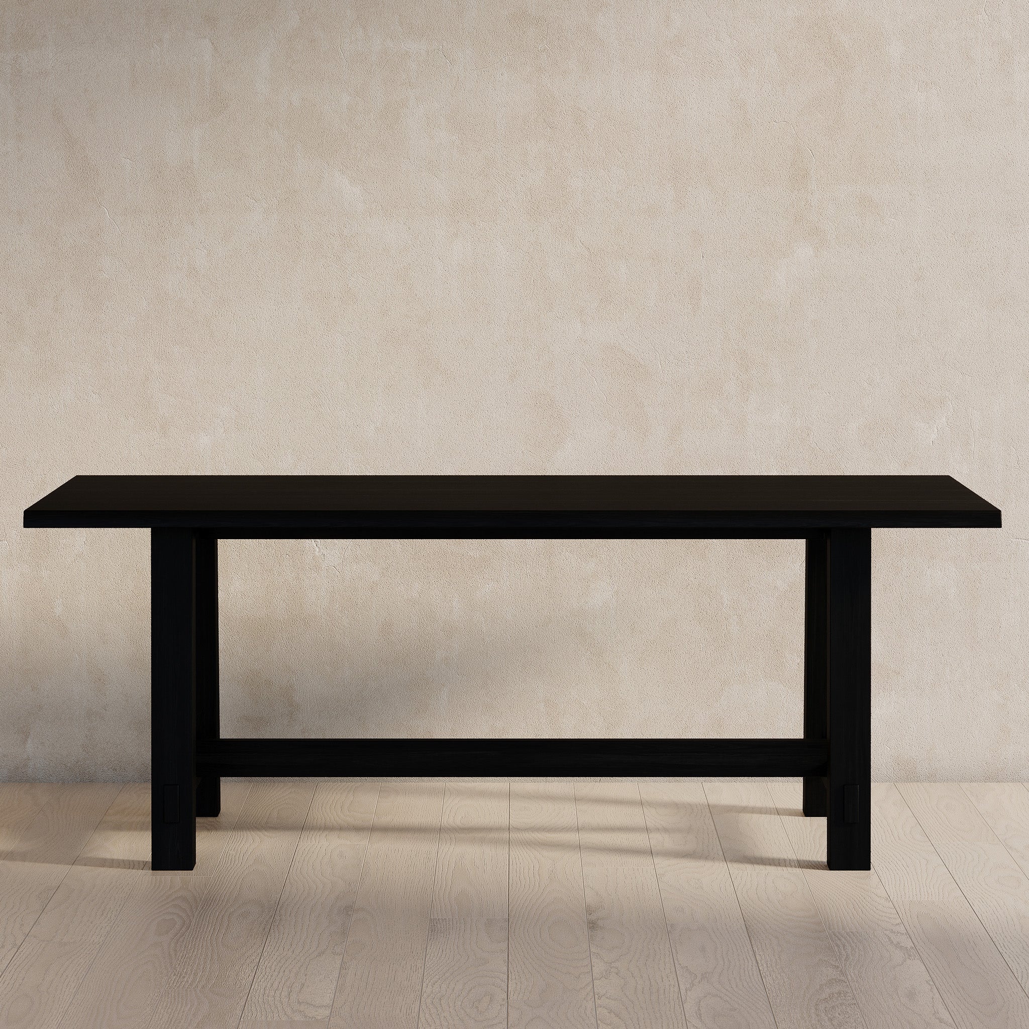 Yves Organic Rectangular Wooden Dining Table in Weathered Black Finish in Dining Furniture by Maven Lane