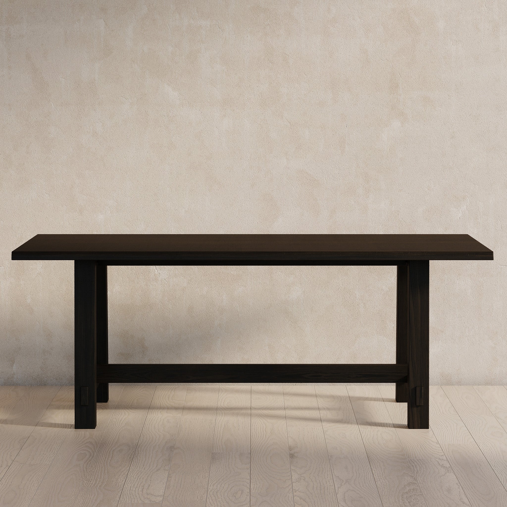 Yves Organic Rectangular Wooden Dining Table in Weathered Brown Finish in Dining Furniture by Maven Lane