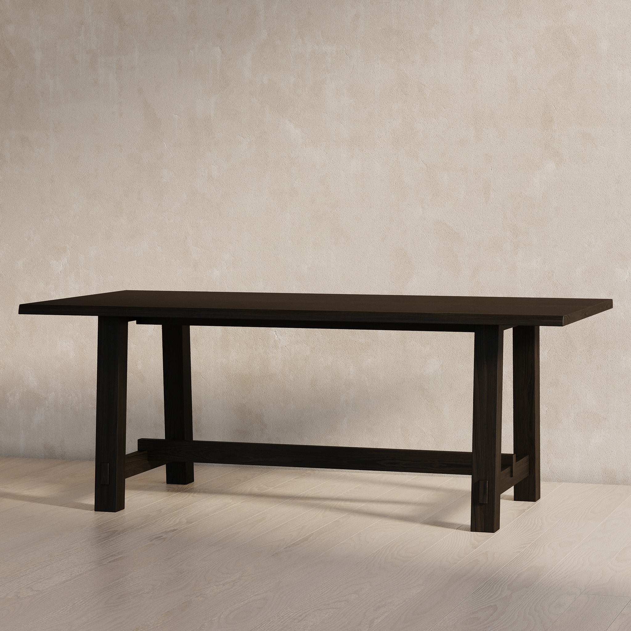 Yves Organic Rectangular Wooden Dining Table in Weathered Brown Finish in Dining Furniture by Maven Lane