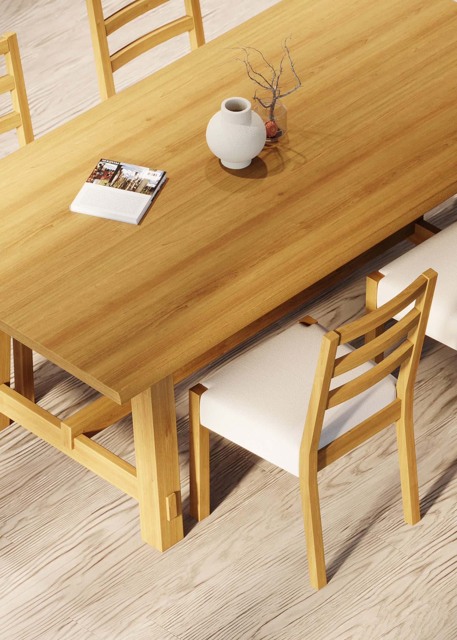 Yves Organic Rectangular Wooden Dining Table in Weathered Natural Finish in Dining Furniture by Maven Lane