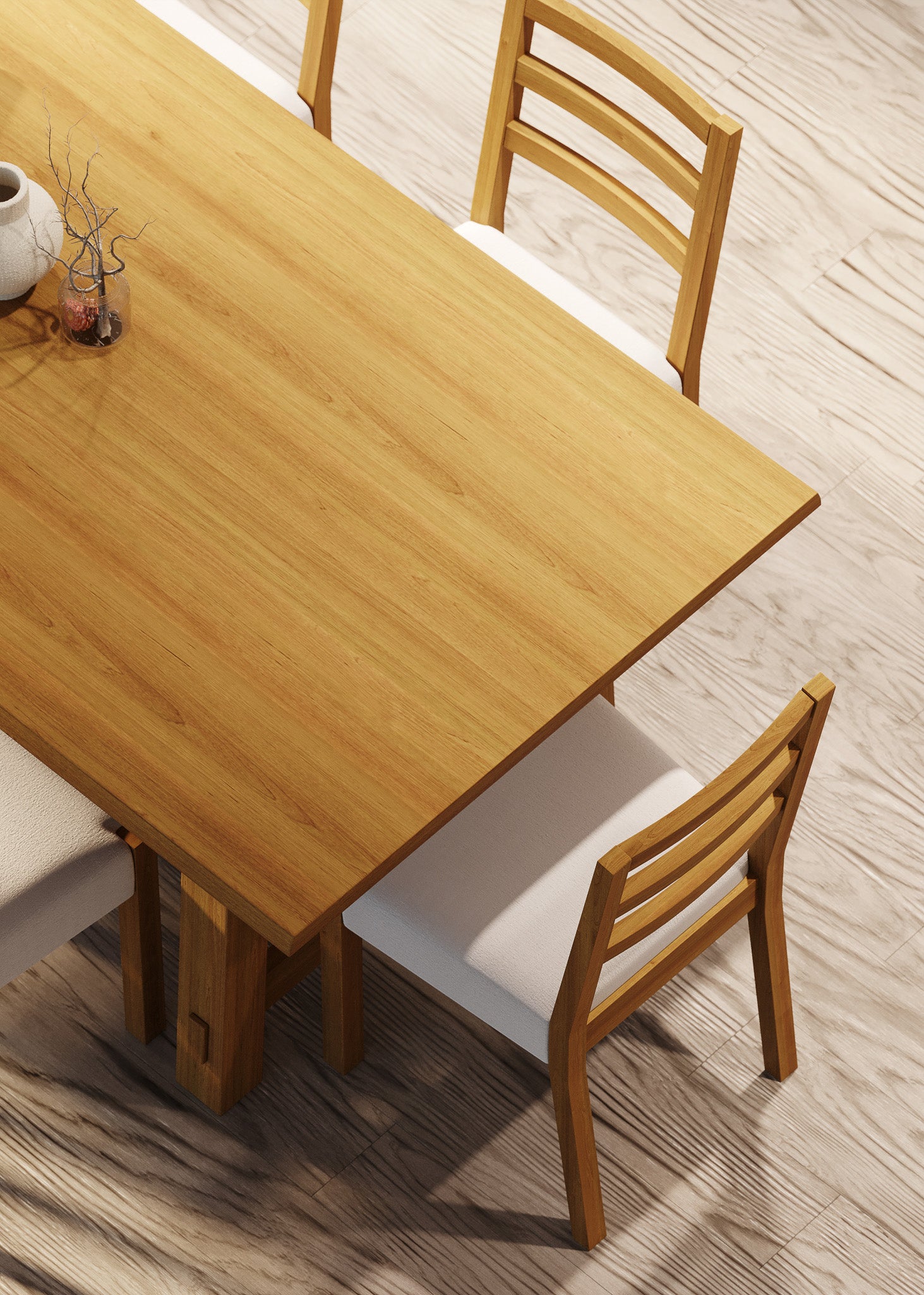 Yves Organic Rectangular Wooden Dining Table in Weathered Natural Finish in Dining Furniture by Maven Lane