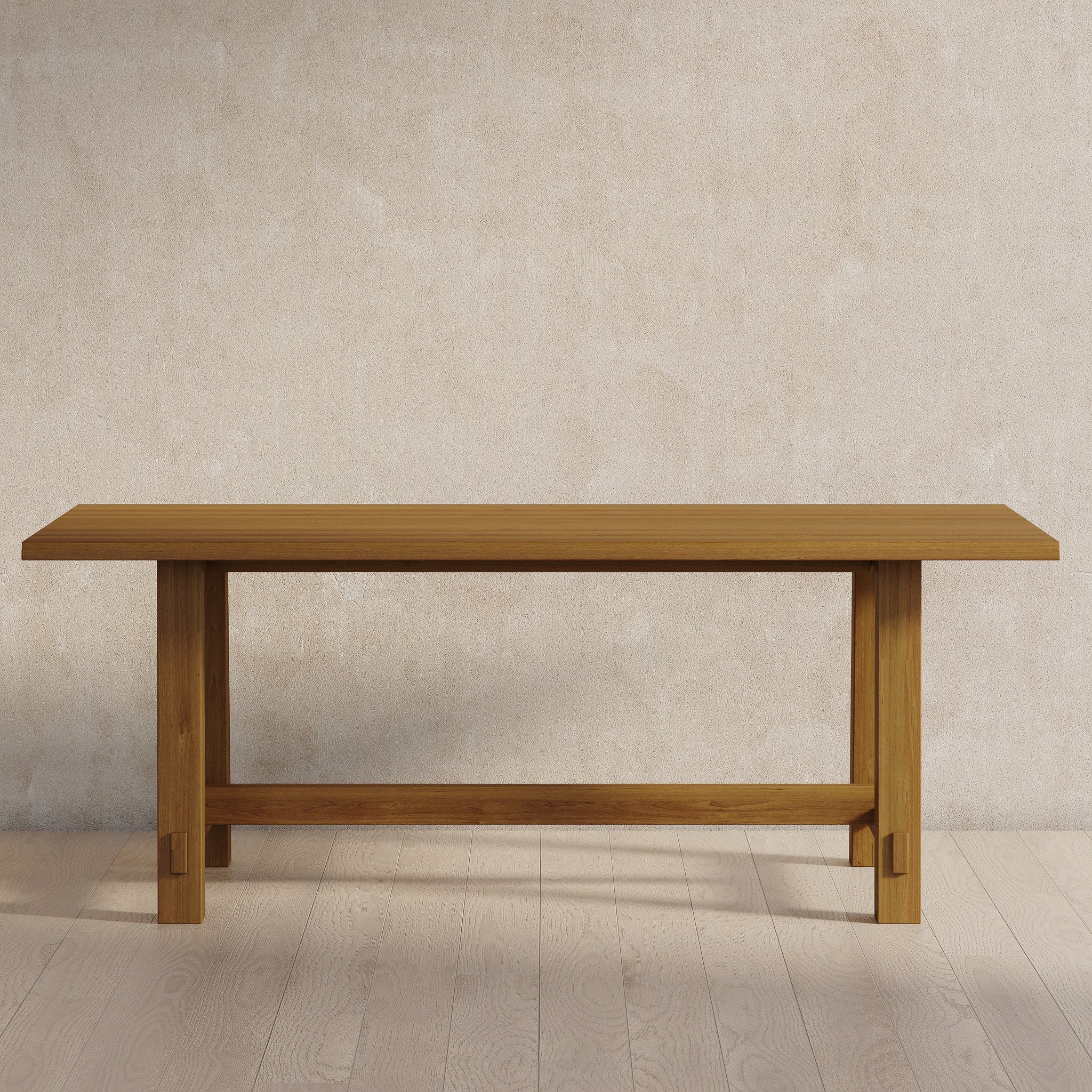 Yves Organic Rectangular Wooden Dining Table in Weathered Natural Finish in Dining Furniture by Maven Lane