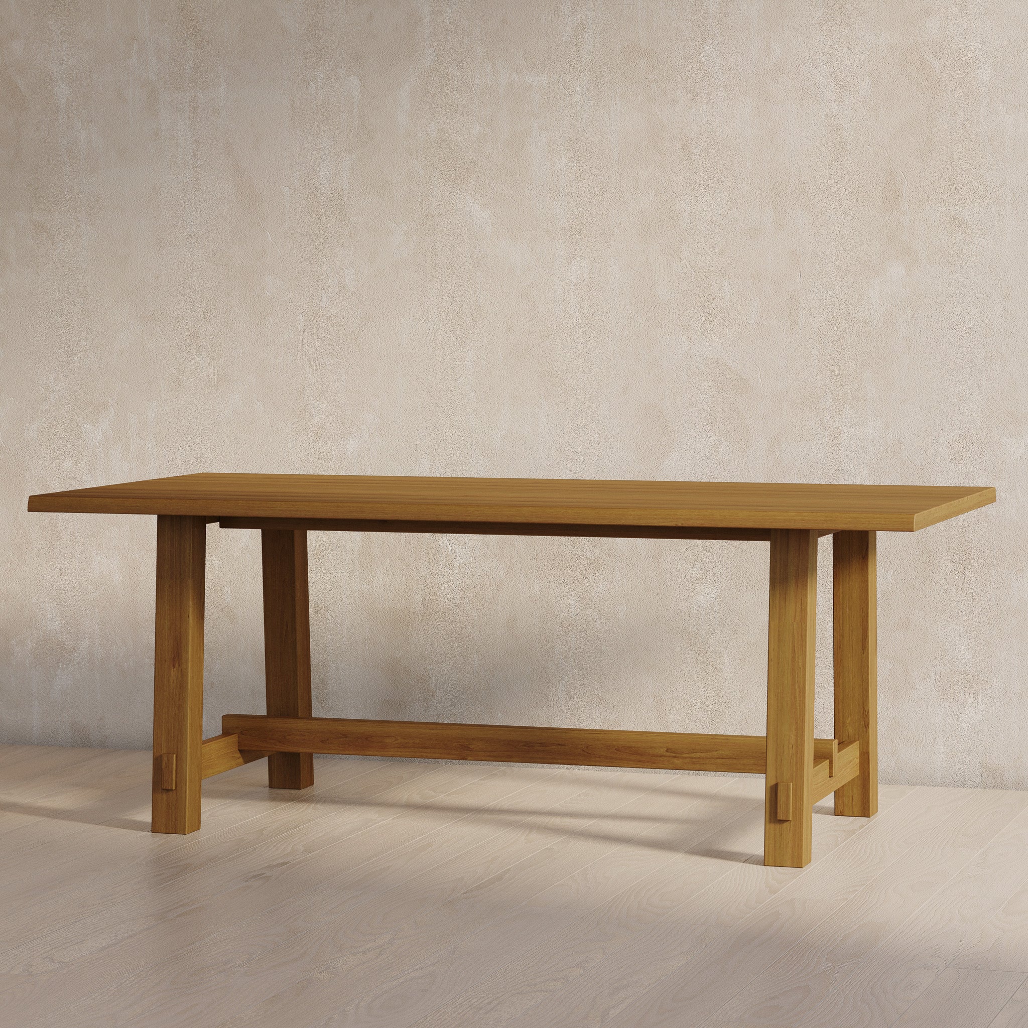 Yves Organic Rectangular Wooden Dining Table in Weathered Natural Finish in Dining Furniture by Maven Lane