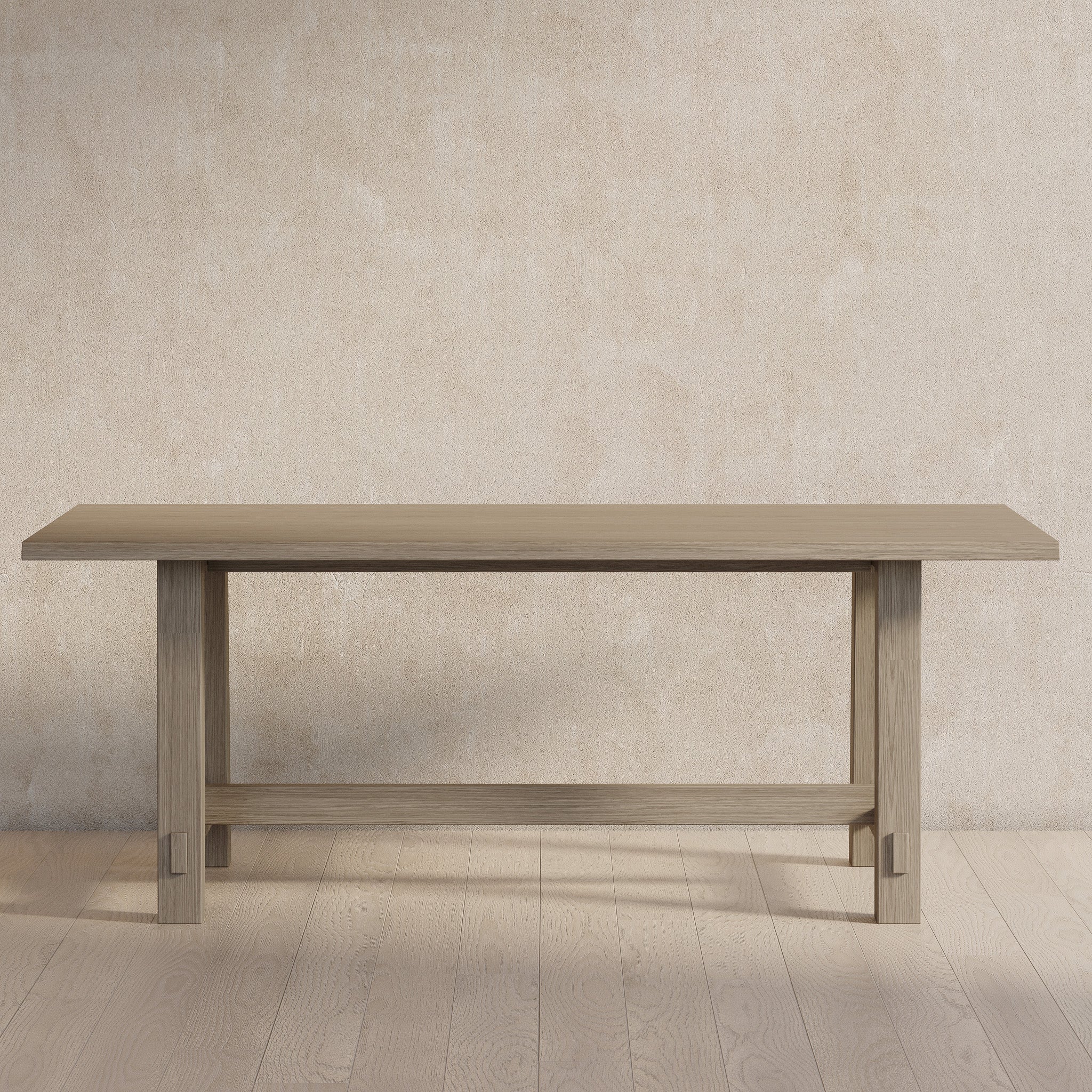 Yves Organic Rectangular Wooden Dining Table in Weathered White Finish in Dining Furniture by Maven Lane