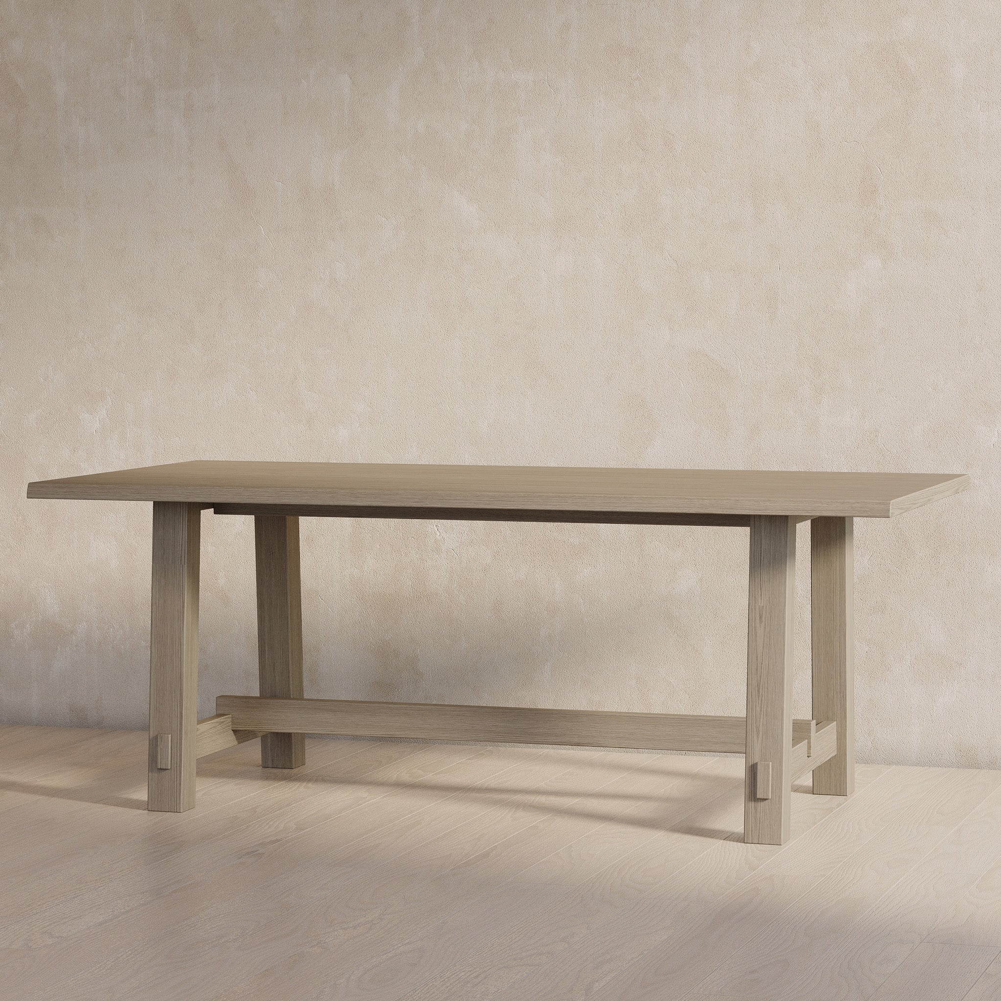 Yves Organic Rectangular Wooden Dining Table in Weathered White Finish in Dining Furniture by Maven Lane