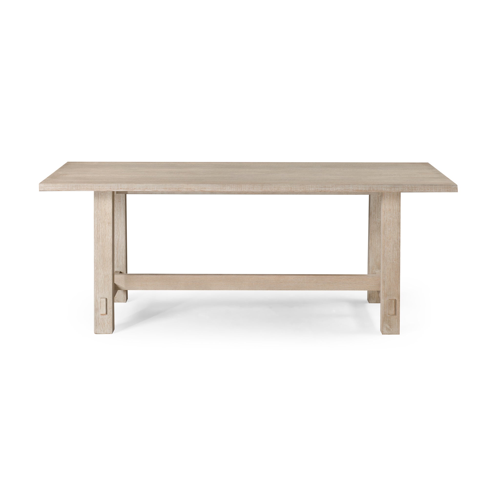 Yves Organic Rectangular Wooden Dining Table in Weathered White Finish in Dining Furniture by Maven Lane