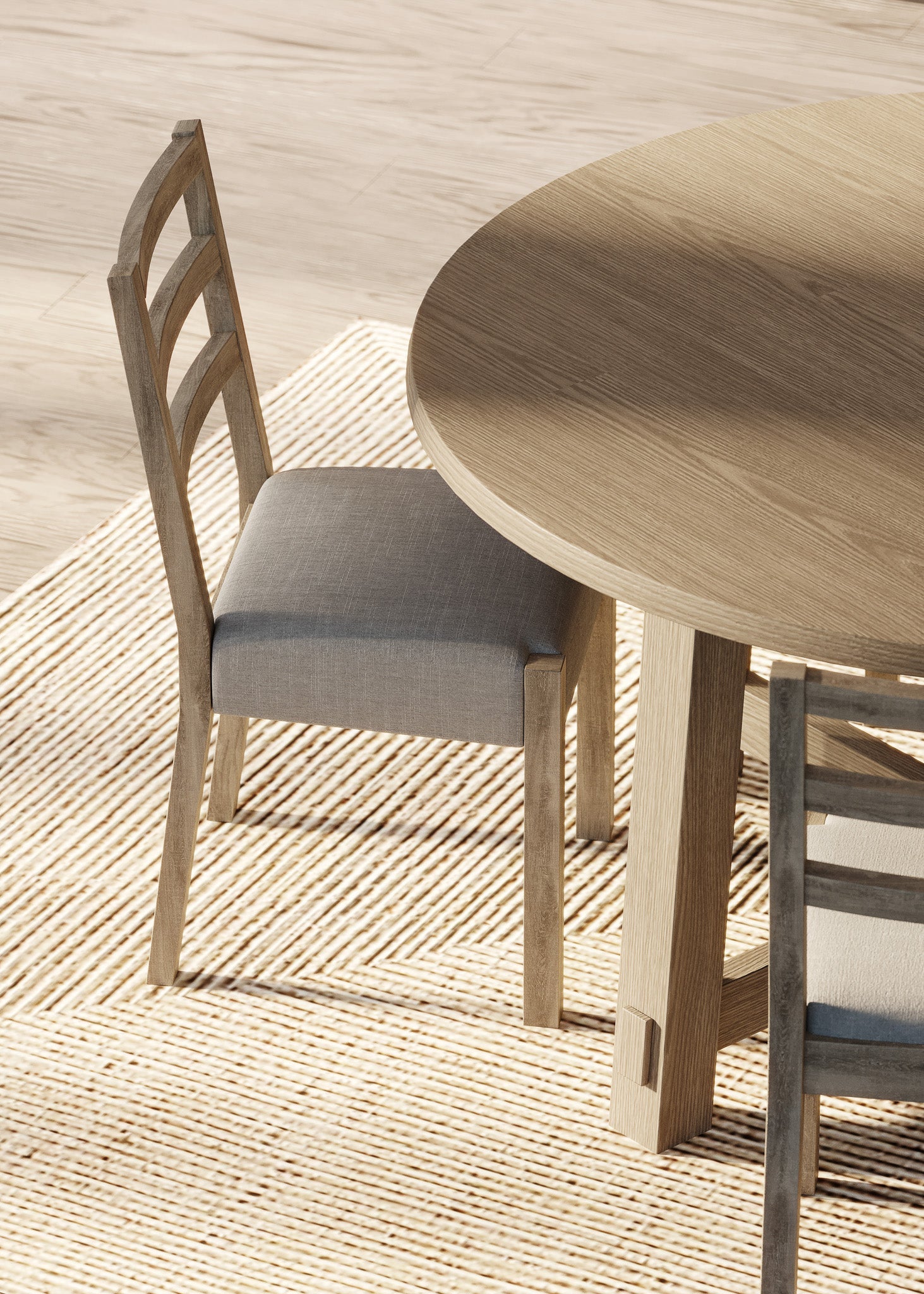 Willow Organic Wooden Dining Chair in Weathered Grey Finish with Slate Linen Fabric Upholstery, Set of 2 in Dining Chair by Maven Lane