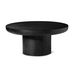Owen Rustic Circular Wooden Coffee Table in Black Finish
