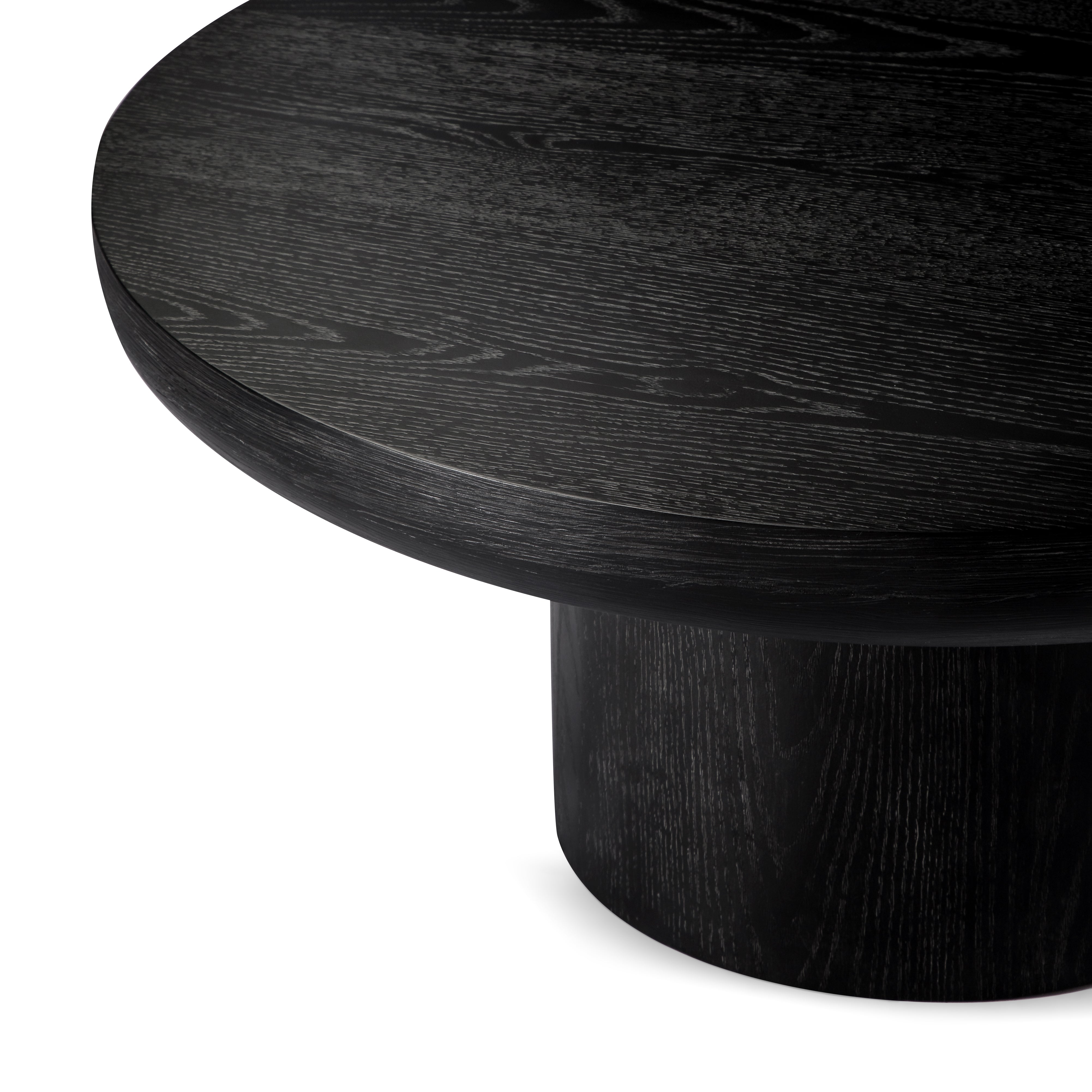 Owen Rustic Circular Wooden Coffee Table In Aged Black in Accent Tables by Maven Lane