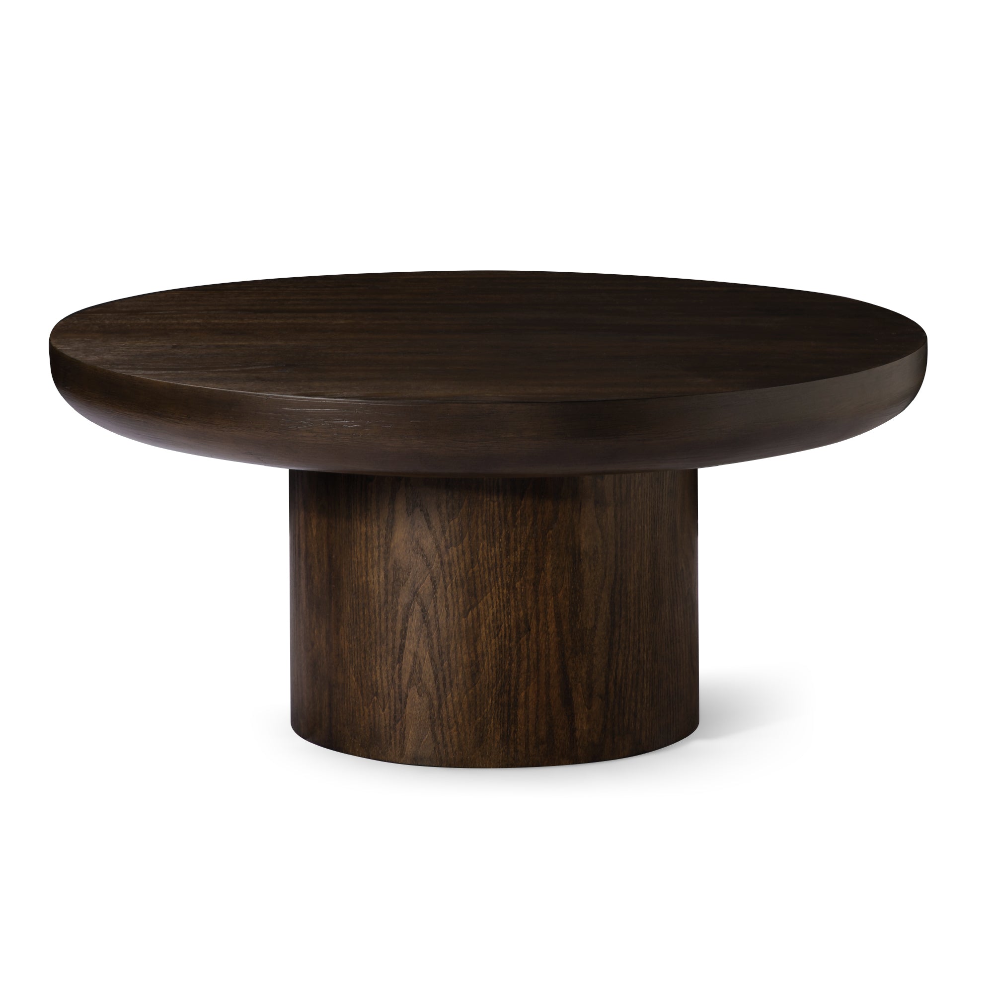 Owen Rustic Circular Wooden Coffee Table in Aged Brown Finish in Coffee Table by Maven Lane