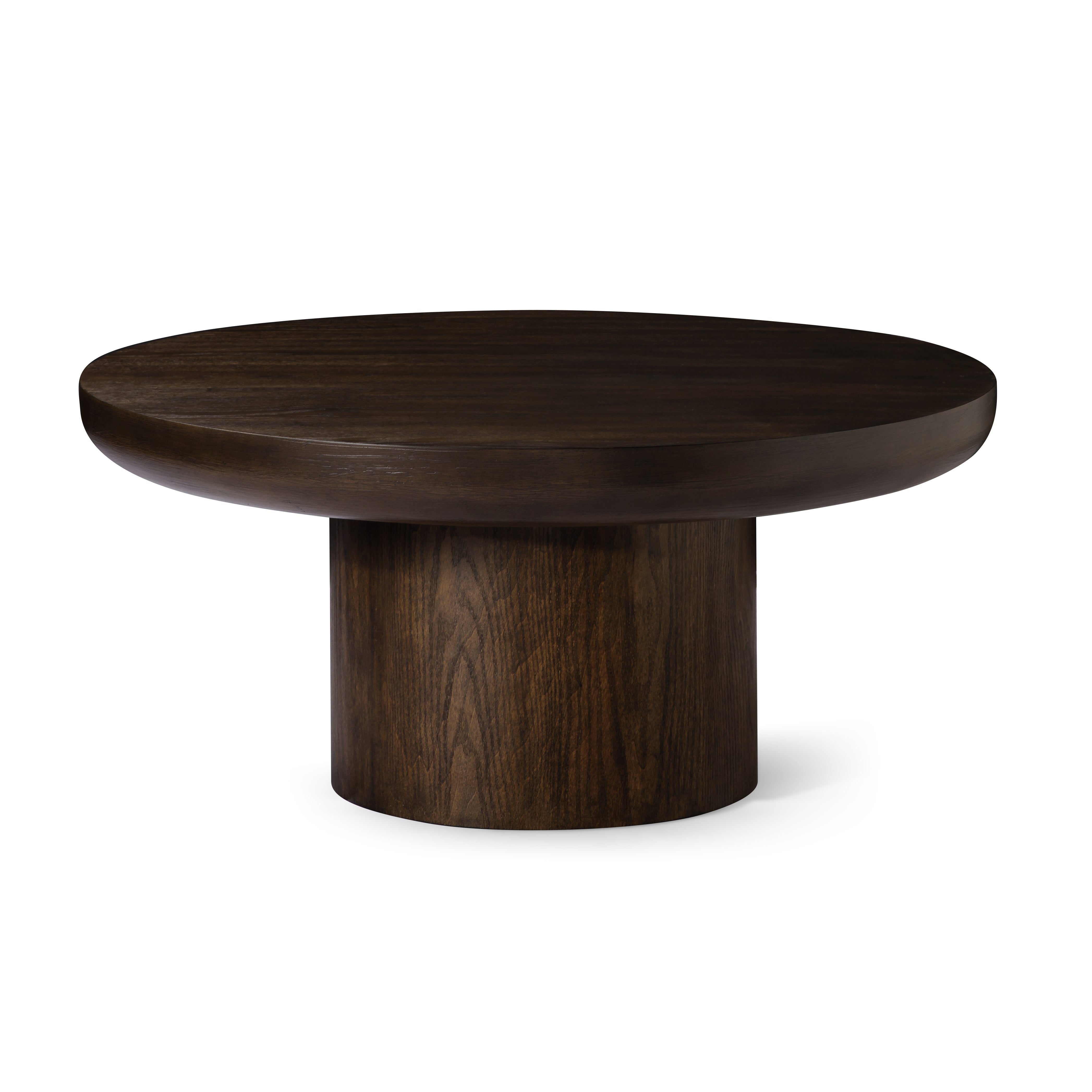 Owen Rustic Circular Wooden Coffee Table In Aged Brown in Maven Lane by Maven Lane