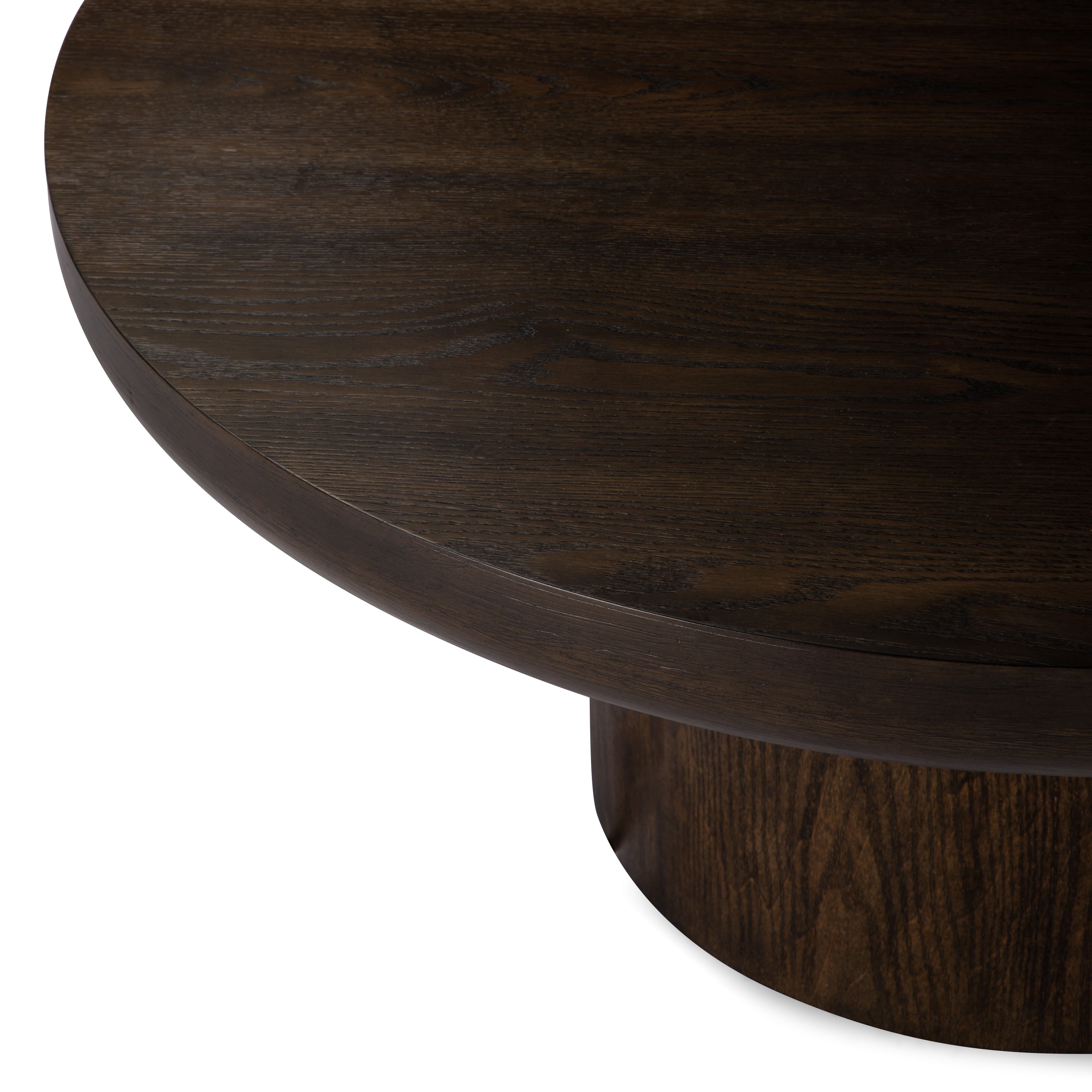 Owen Rustic Circular Wooden Coffee Table In Aged Brown in Maven Lane by Maven Lane
