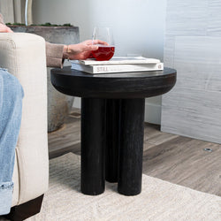 Owen Rustic Wooden Side Table in Black Finish in Side Table by Maven Lane