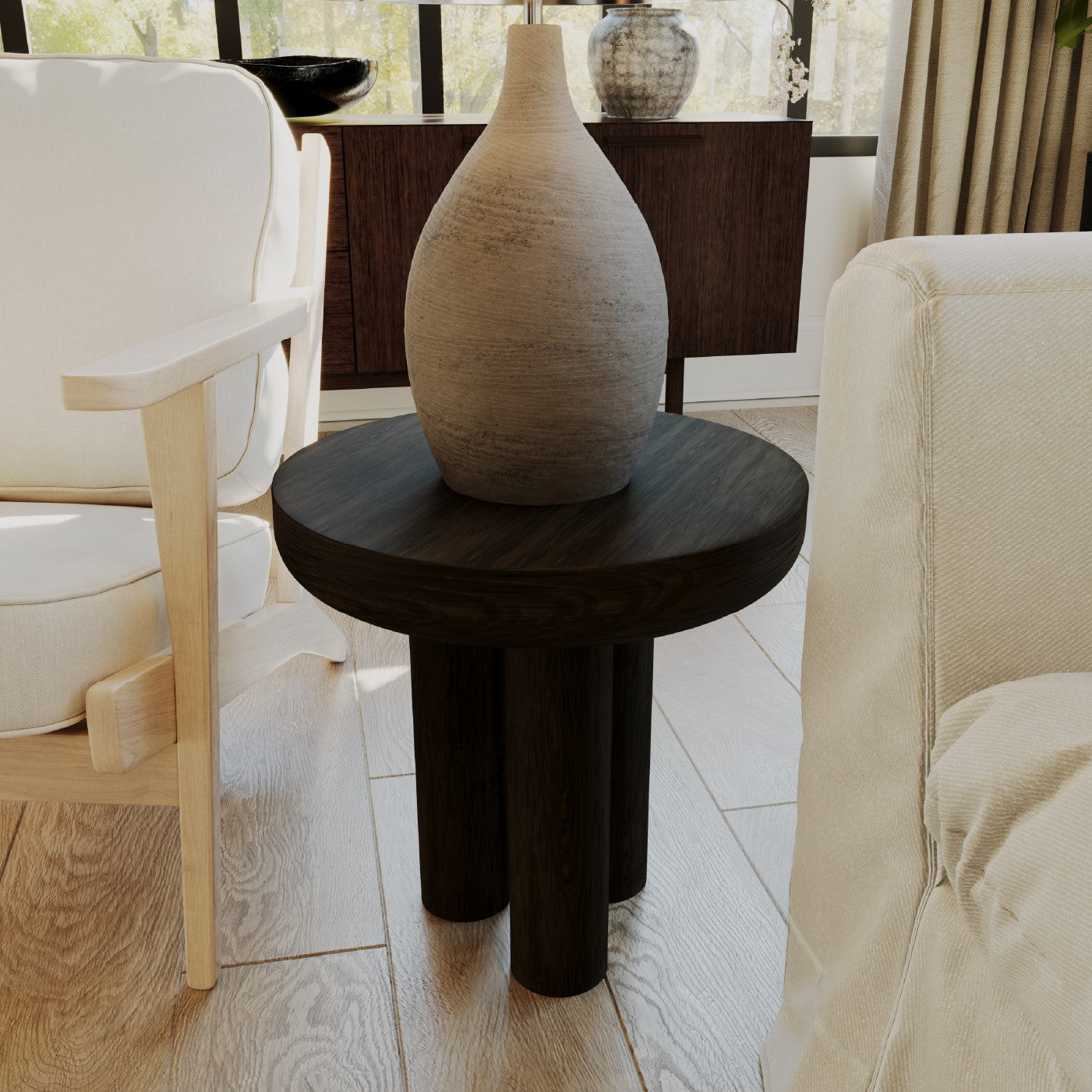 Owen Rustic Wooden Side Table in Aged Brown Finish in Side Table by Maven Lane