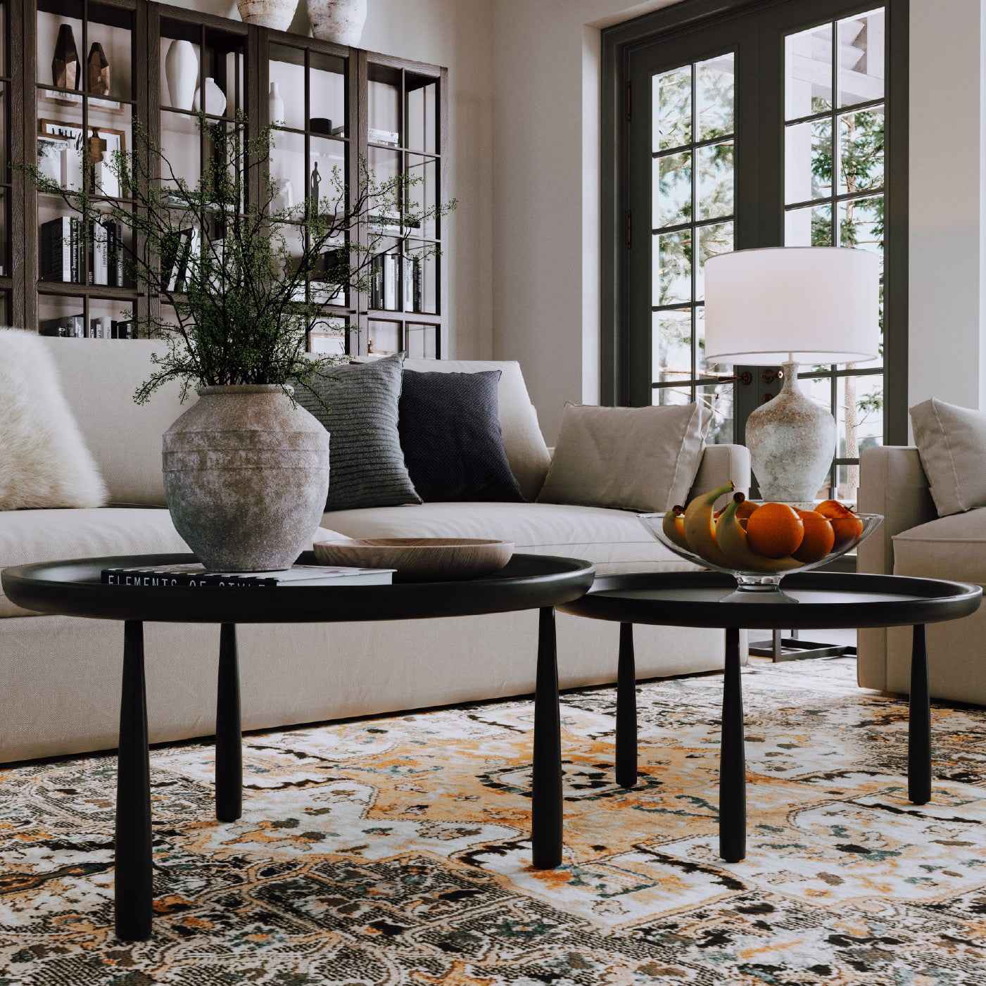 Sonia Rustic Wooden Nesting Coffee Tables in Black Finish in Nesting Tables by Maven Lane