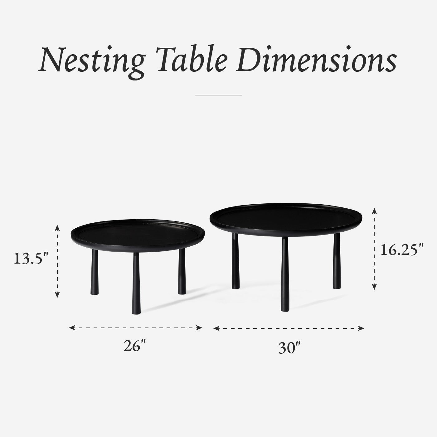 Sonia Rustic Wooden Nesting Coffee Tables in Black Finish in Nesting Tables by Maven Lane
