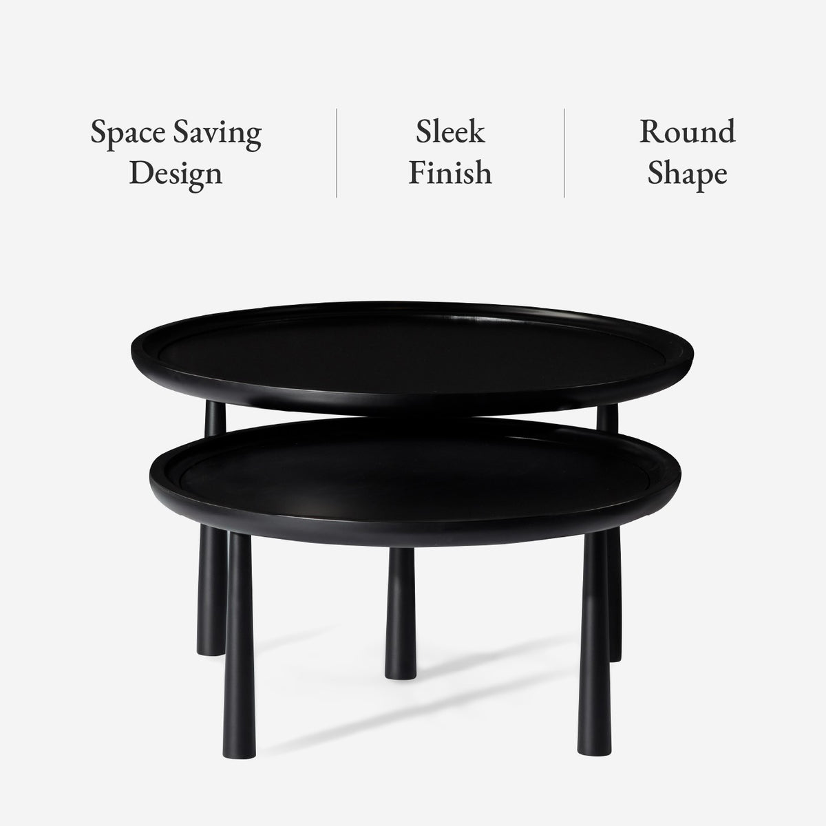 Sonia Rustic Wooden Nesting Coffee Tables in Black Finish in Nesting Tables by Maven Lane