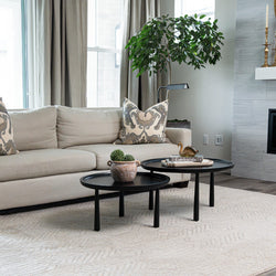 Sonia Rustic Wooden Nesting Coffee Tables in Black Finish in Nesting Tables by Maven Lane