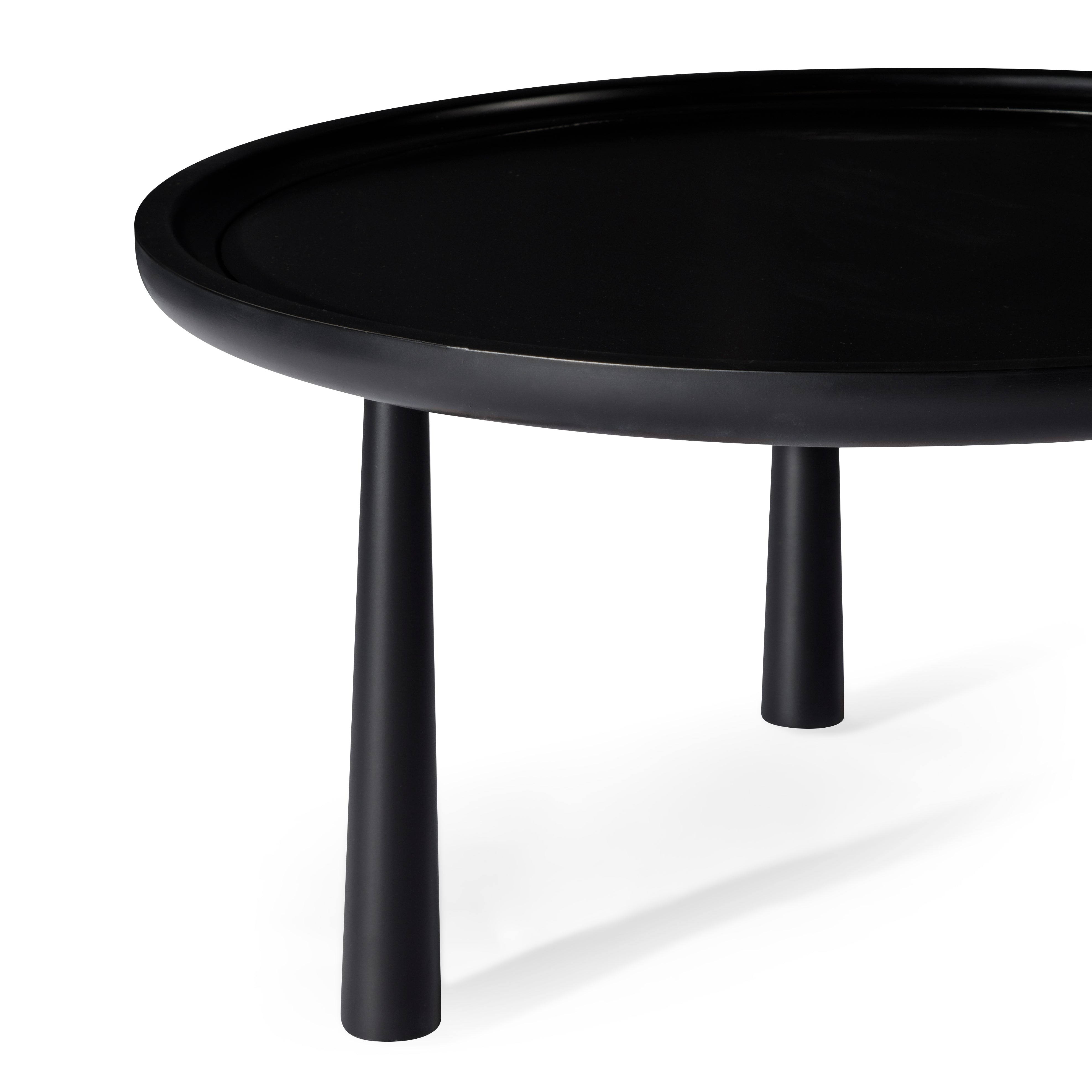 Sonia Rustic Wooden Nesting Coffee Tables in Black Finish in Nesting Tables by Maven Lane