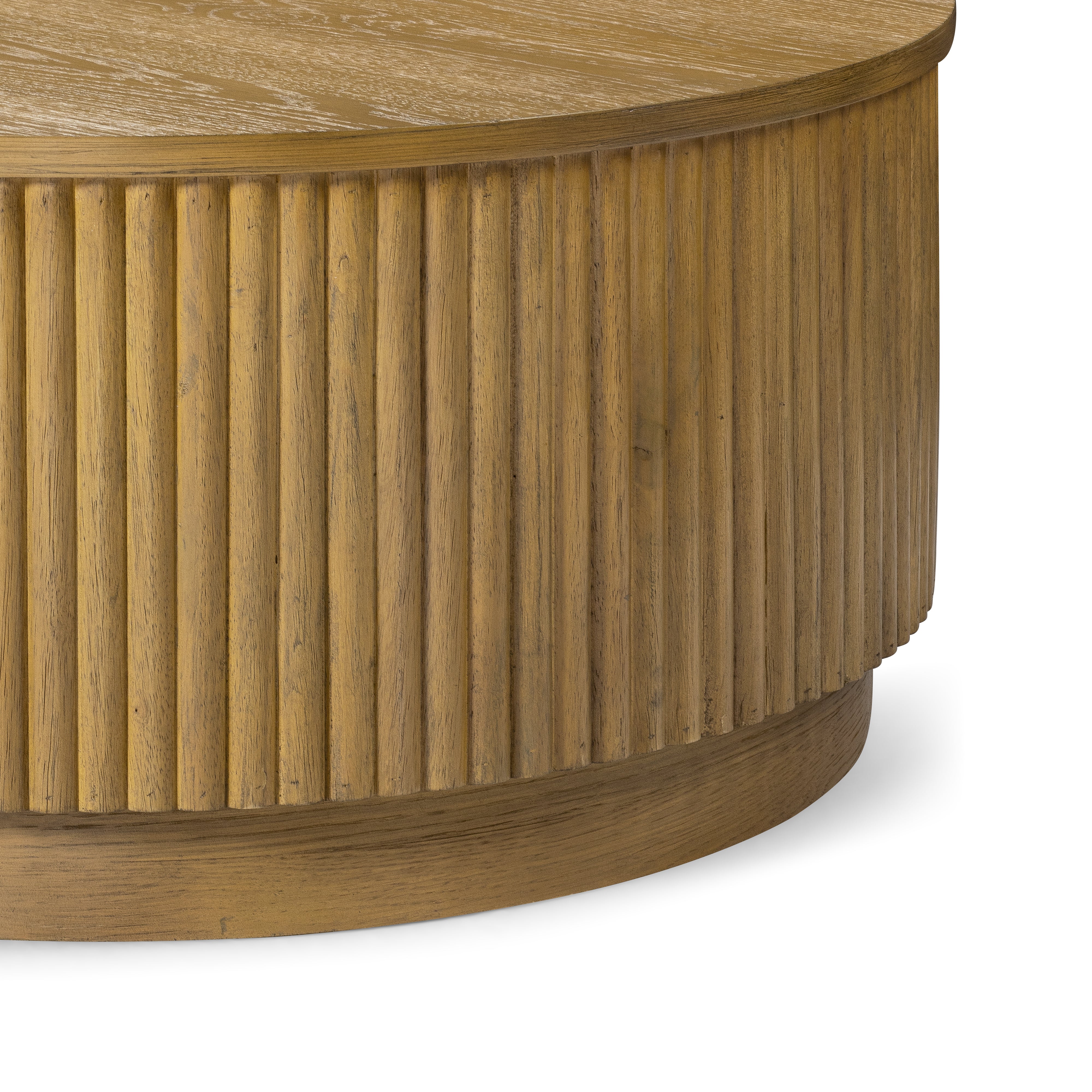 Dallas Round Coffee Table in Aged Natural in Coffee Table by Maven Lane