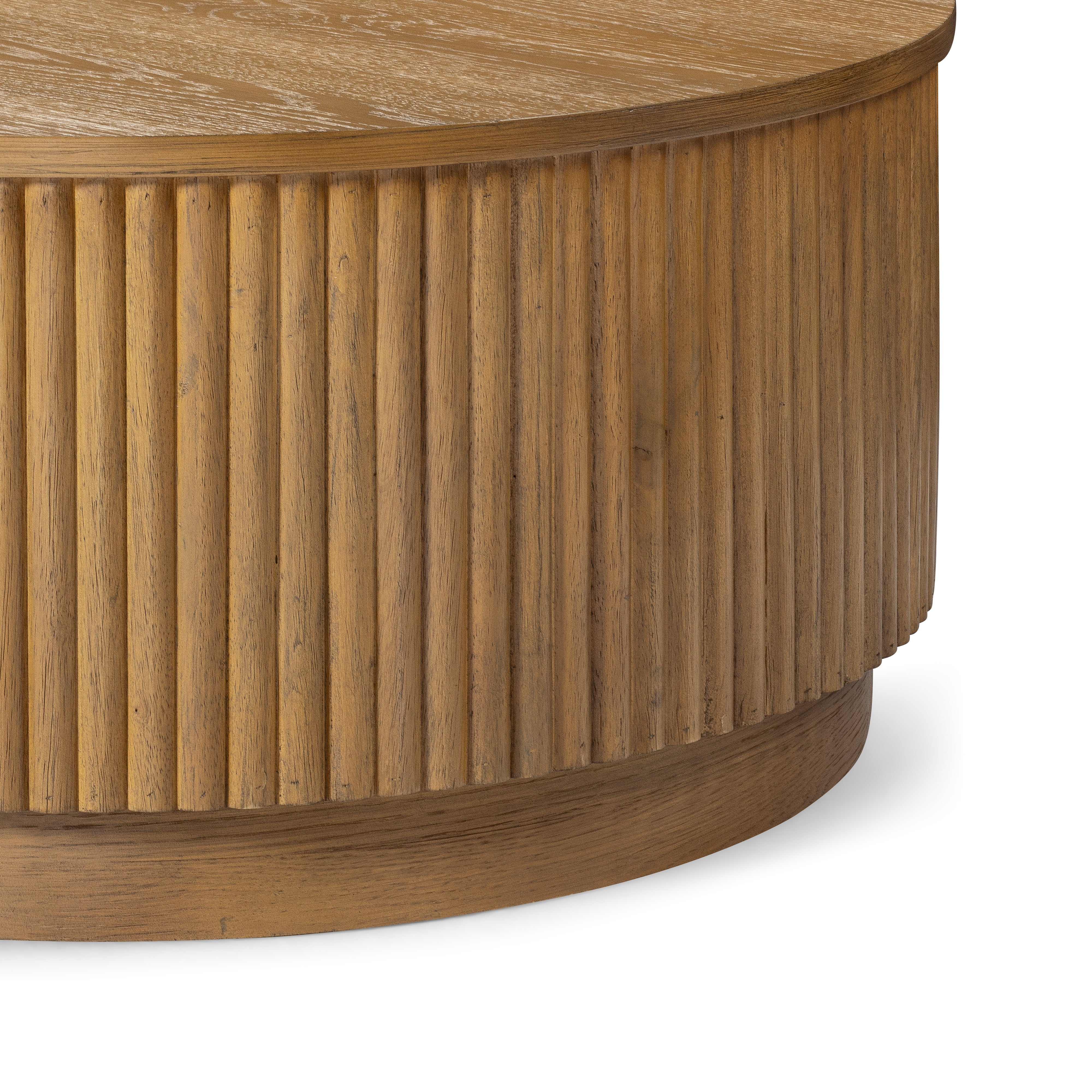 Dallas Round Wooden Coffee Table in Aged Natural in Coffee Table by Maven Lane