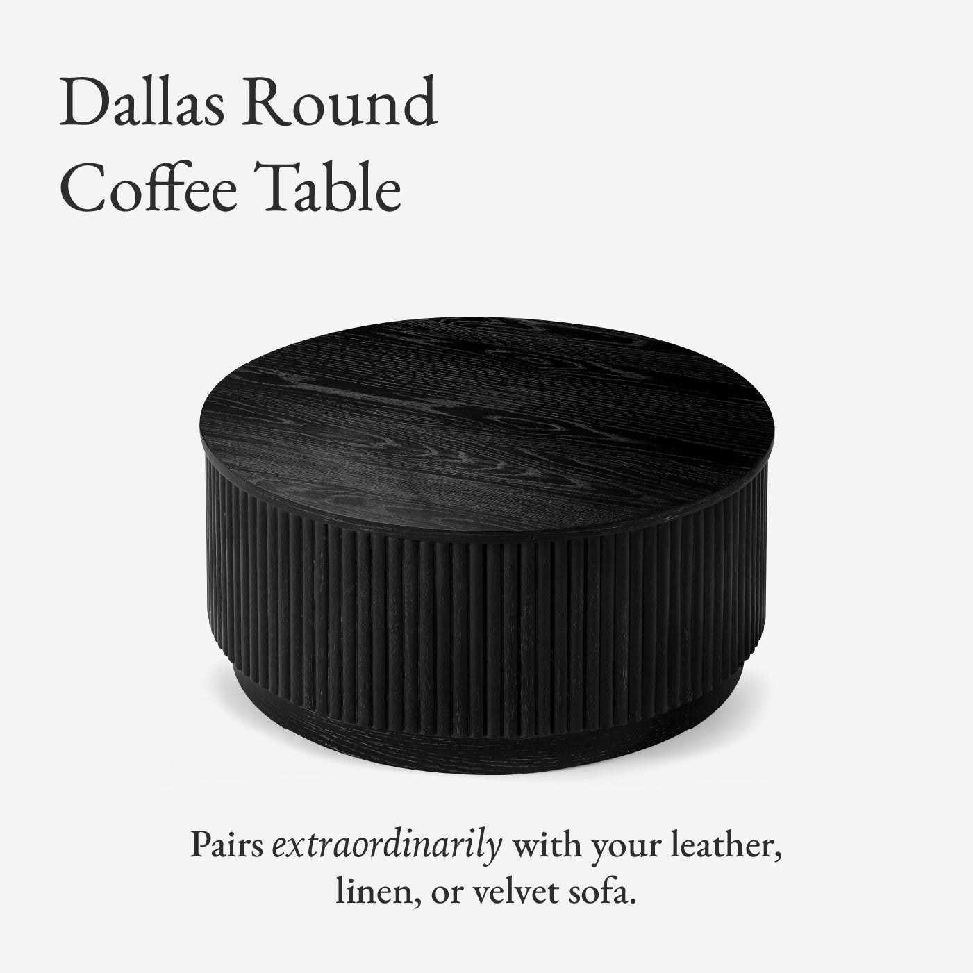 Dallas Round Wooden Coffee Table in Aged Black Finish in Coffee Table by Maven Lane