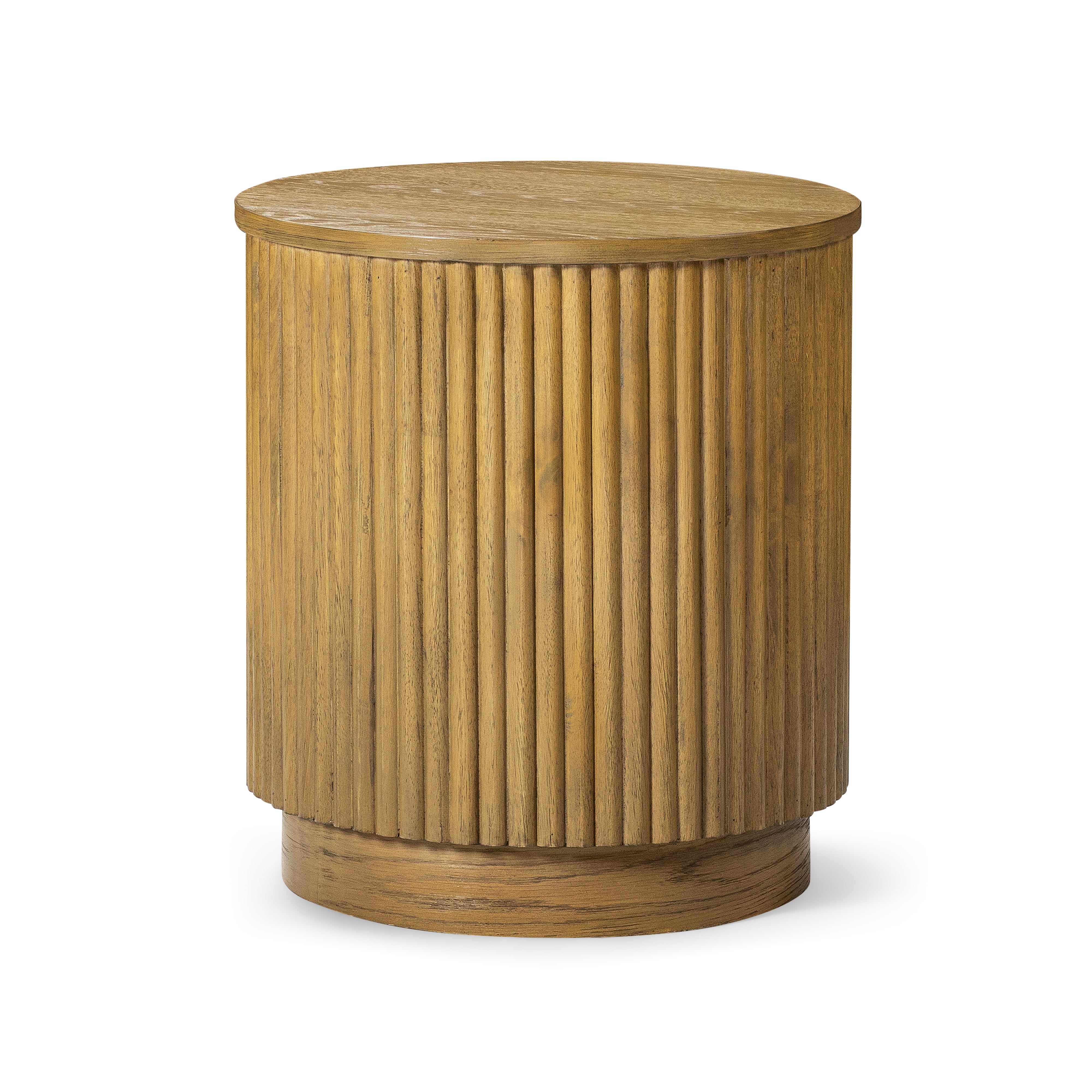 Dallas Round Side Table in Aged Natural Finish