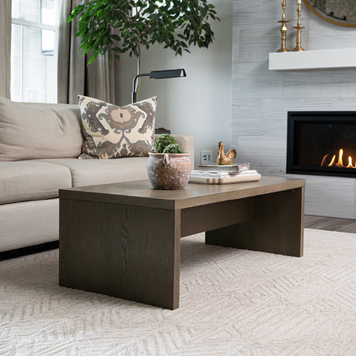 Zeno Rectangular Coffee Table in Aged Grey Finish in Coffee Table by Maven Lane
