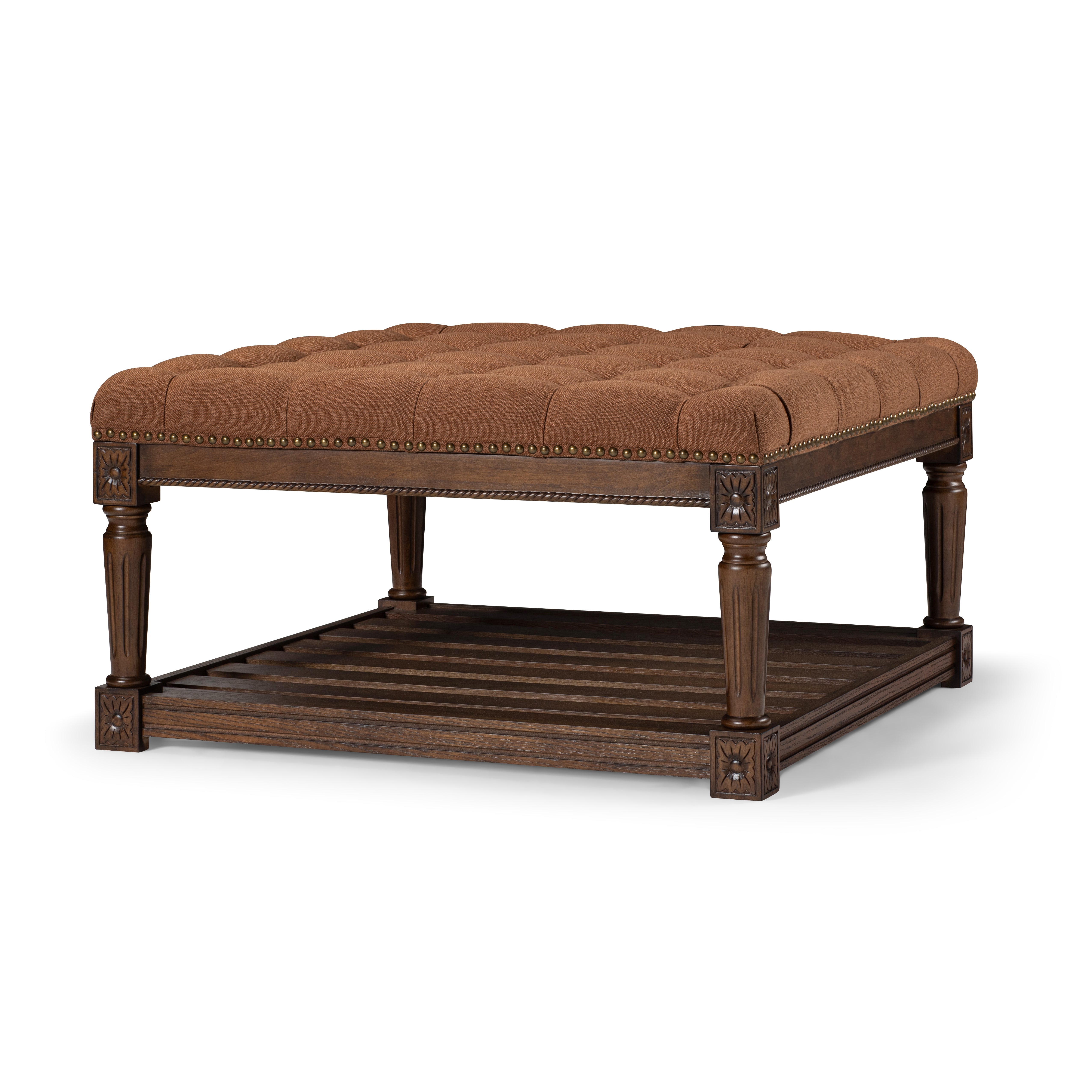 Mesa Square Coffee Table in Aged Brown with Clay Brown Fabric in Coffee Table by Maven Lane