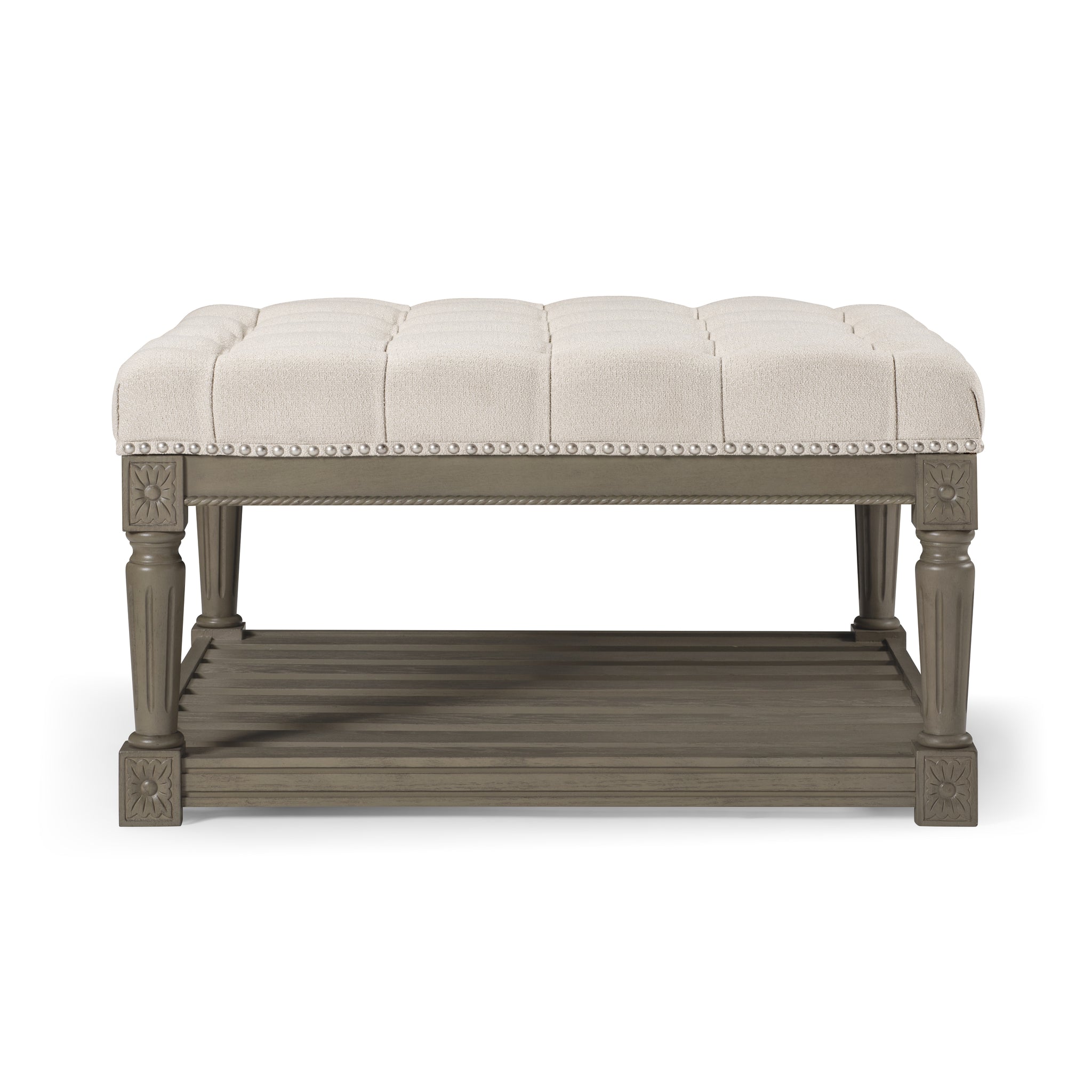 Mesa Square Upholstered Coffee Table in Grey Finish with Grey Fabric in Coffee Table by Maven Lane