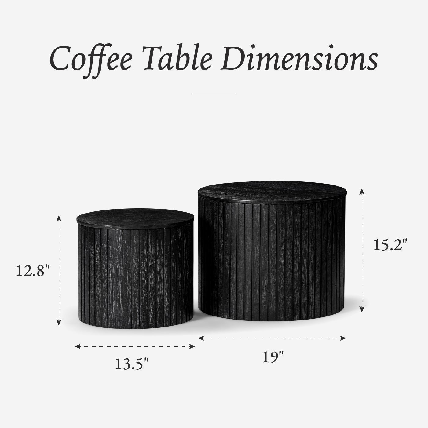 Austin Wooden Coffee Table Set with Storage in Black Finish in Nesting Tables by Maven Lane