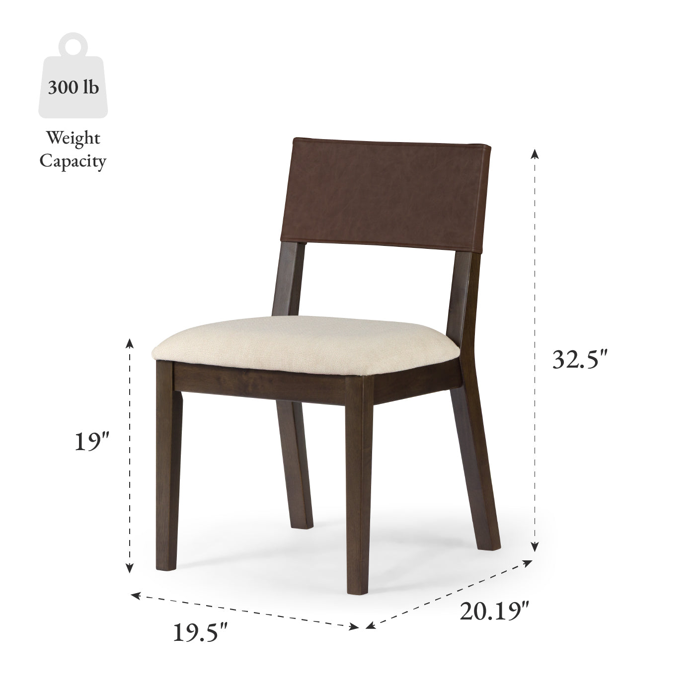 Radi Dining Chair in Brown Finish with Beige Fabric Upholstery and Brown Faux Leather Back, Set of 2 in Maven Lane by Maven Lane