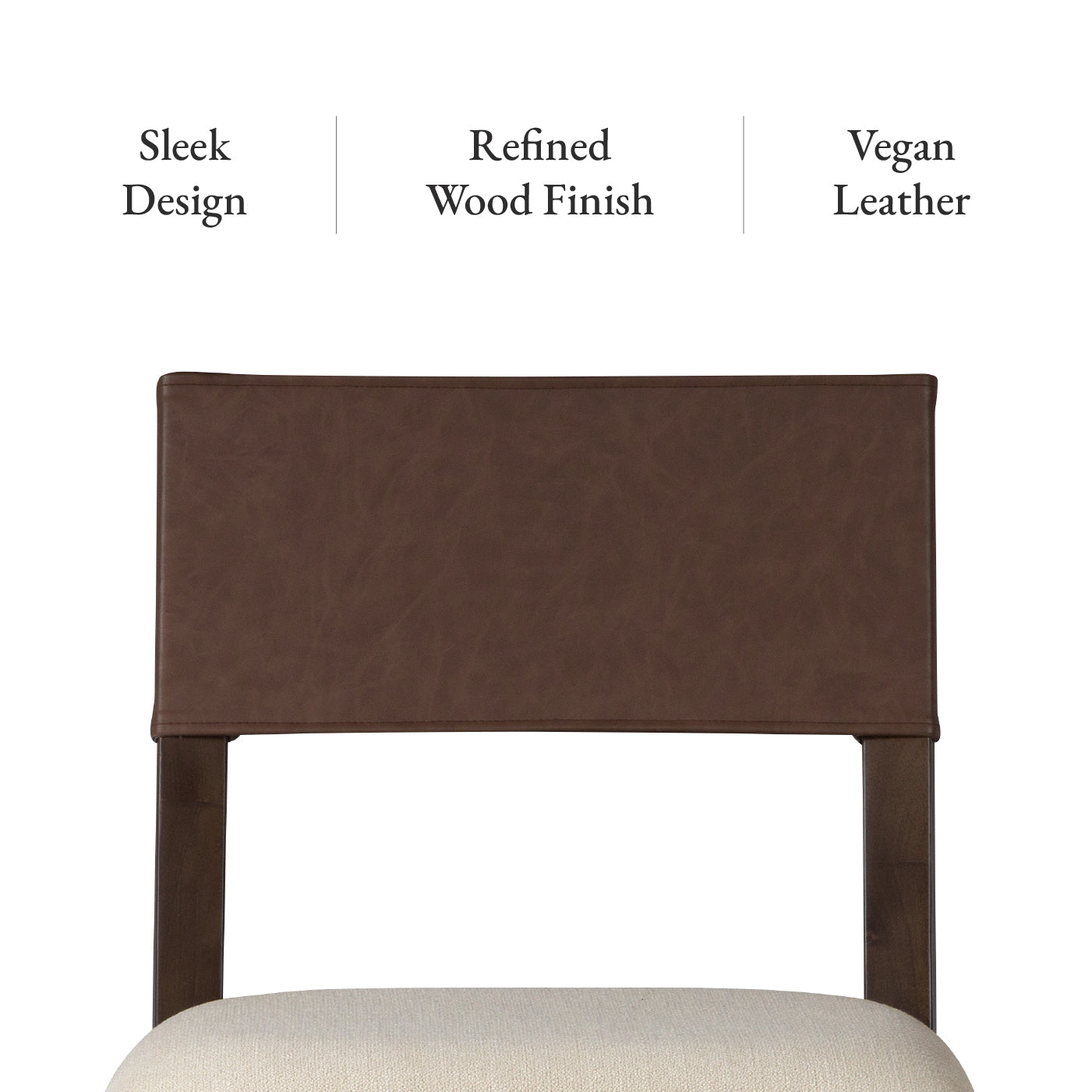 Radi Dining Chair in Brown Finish with Beige Fabric Upholstery and Brown Faux Leather Back, Set of 2 in Maven Lane by Maven Lane