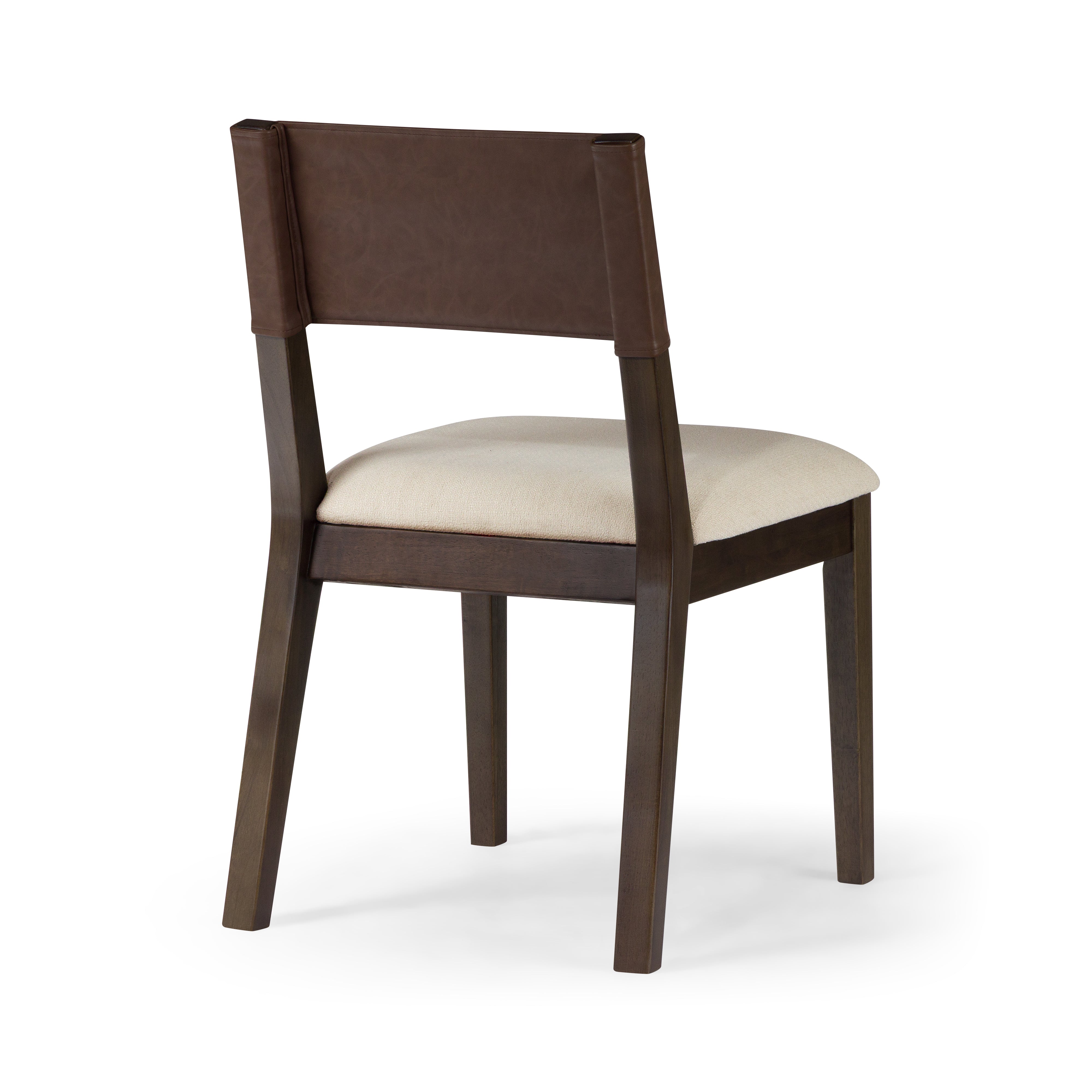 Radi Dining Chair in Brown Finish with Beige Fabric Upholstery and Brown Faux Leather Back, Set of 2 in Maven Lane by Maven Lane