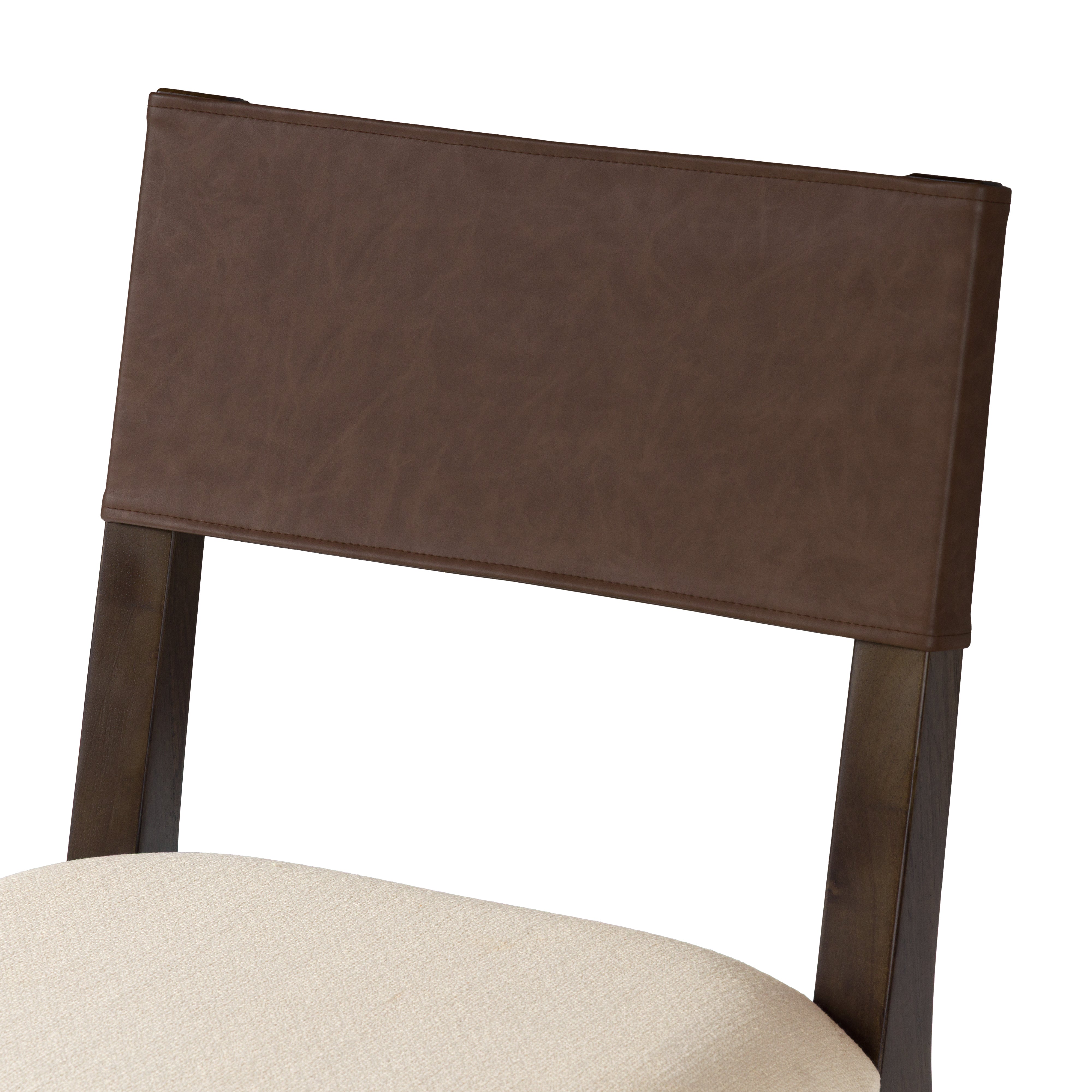 Radi Dining Chair in Brown Finish with Beige Fabric Upholstery and Brown Faux Leather Back, Set of 2 in Maven Lane by Maven Lane