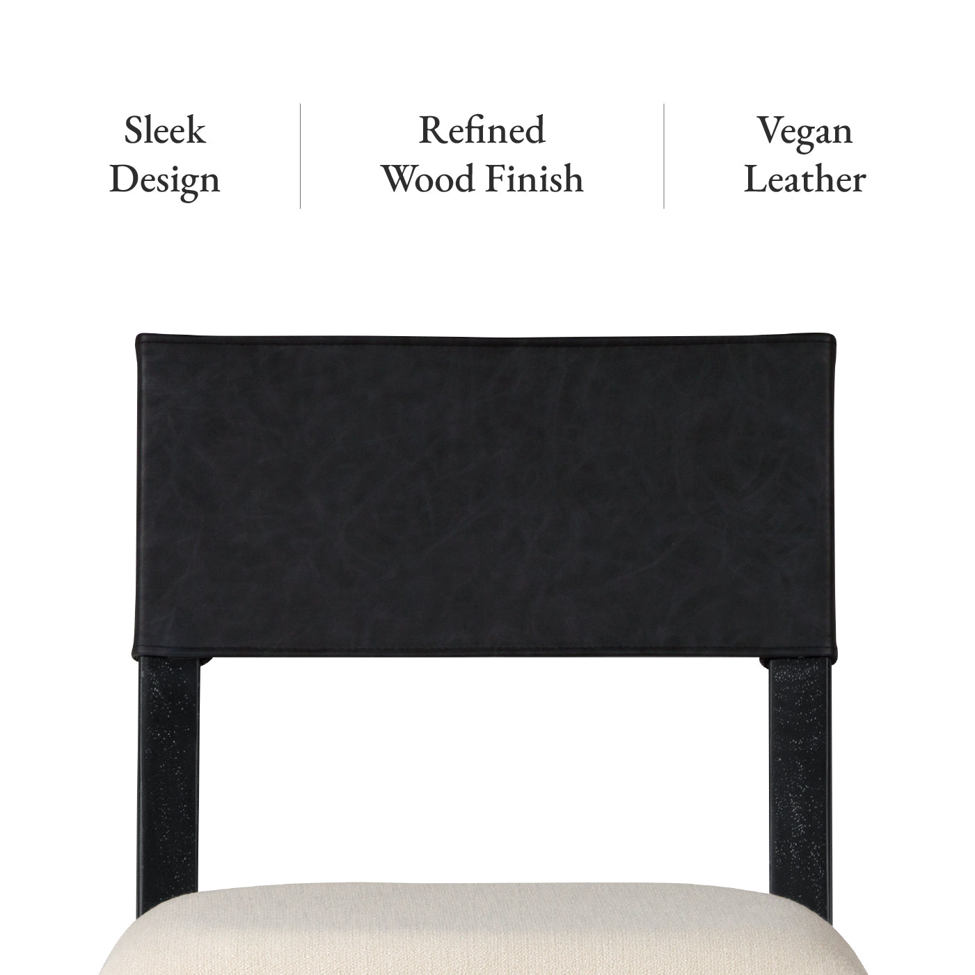 Radi Dining Chair in Black with Beige Fabric Upholstery and Dark Grey Faux Leather Back, Set of 2 in Maven Lane by Maven Lane