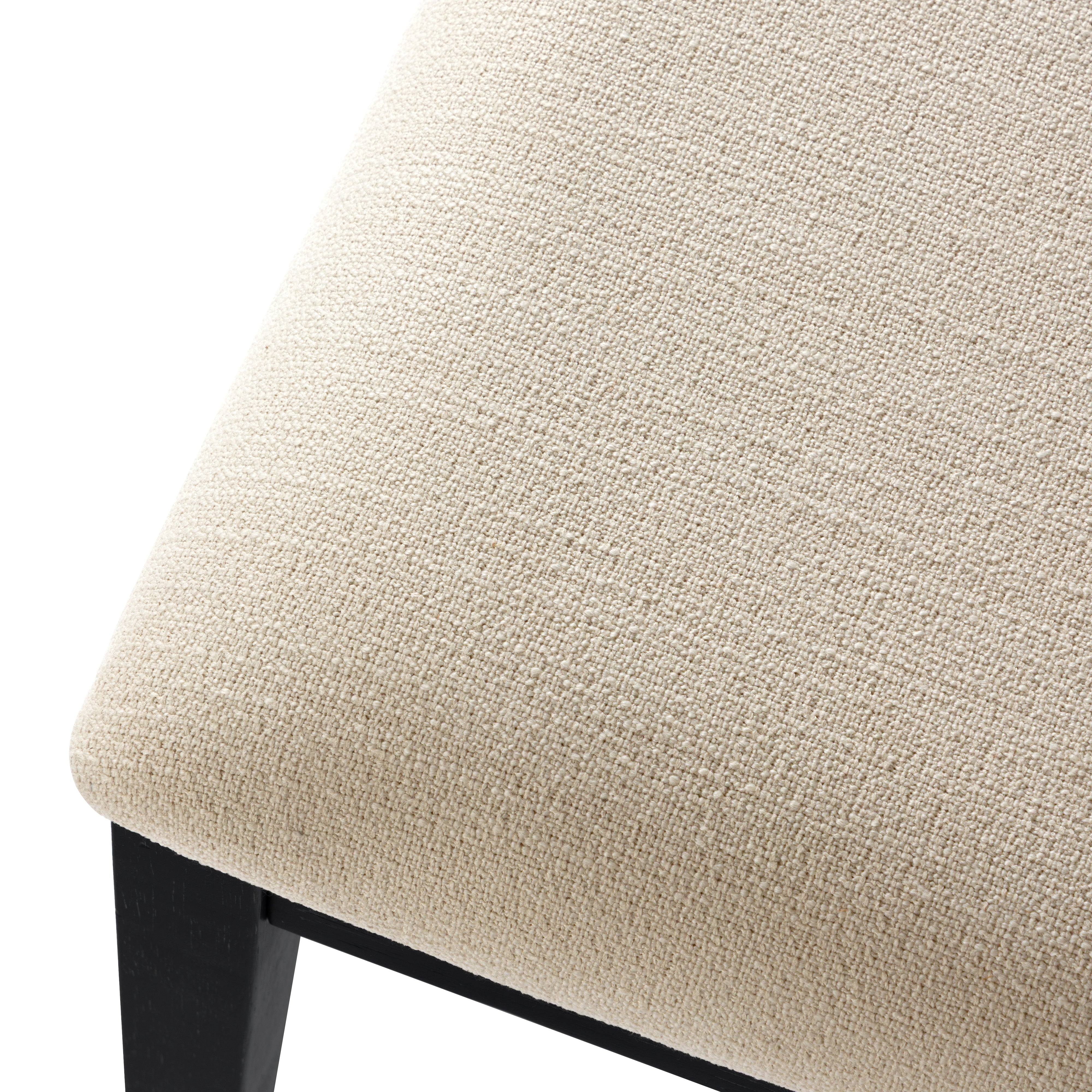 Radi Dining Chair in Black with Beige Fabric Upholstery and Dark Grey Faux Leather Back, Set of 2 in Maven Lane by Maven Lane