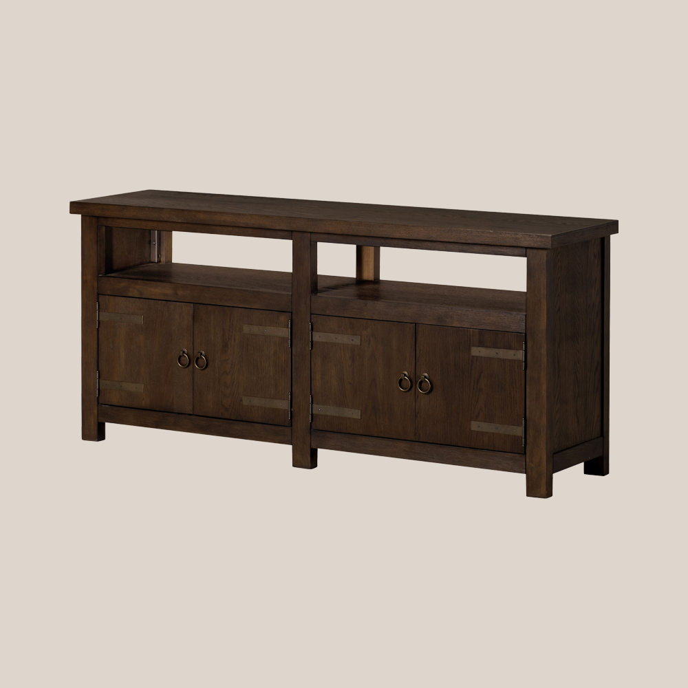 A Maven Lane media unit with a brown finish.