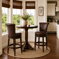 Pullman Bar Stool in Dark Brown Finish with Brown Faux Leather in Stools by Maven Lane