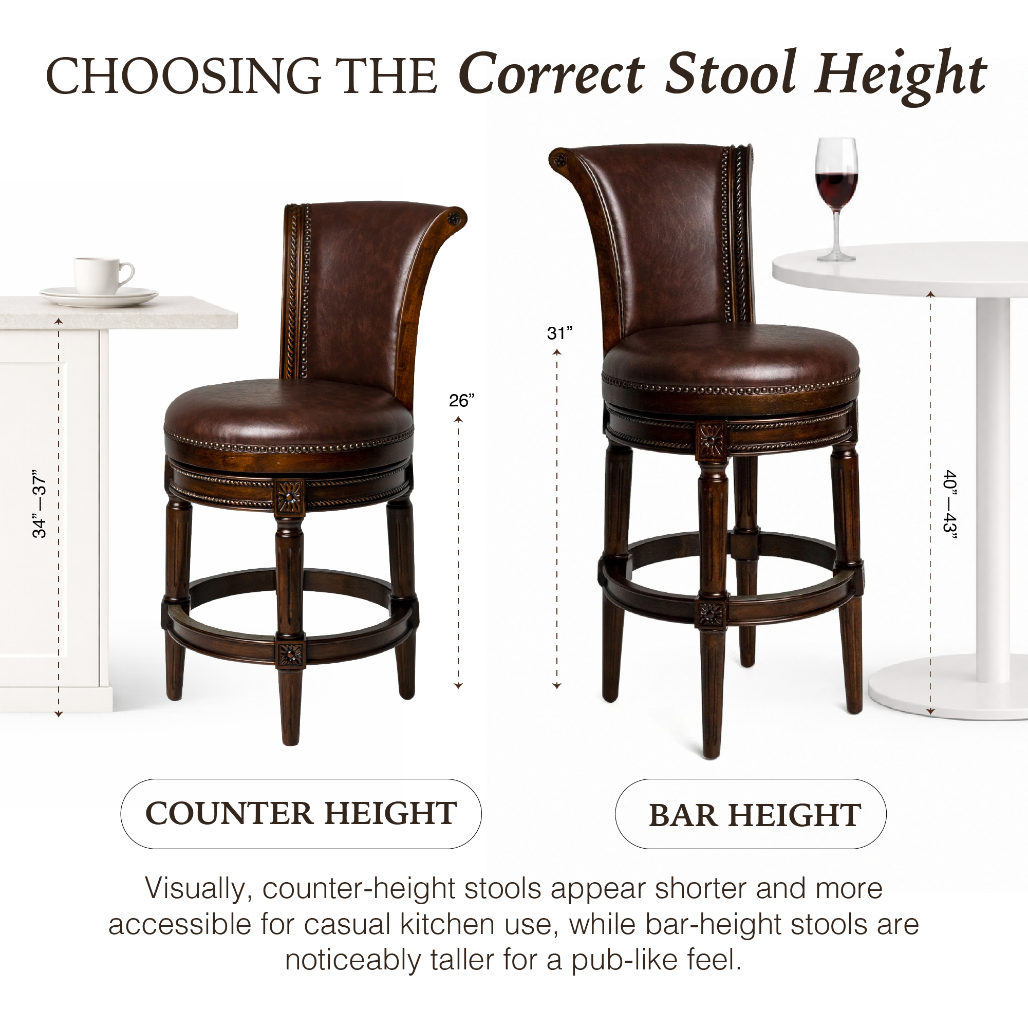 Pullman Counter Stool in Dark Brown Finish with Brown Faux Leather in Stools by Maven Lane