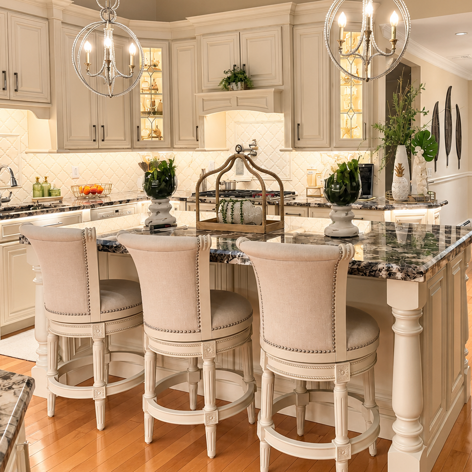 Pullman Counter Stool in Cream Finish and Cream Fabric Upholstery in Stools by Maven Lane