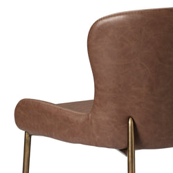 Naomi Bar Stool in Aged Gold Finish with Brown Faux Leather in Stools by Maven Lane