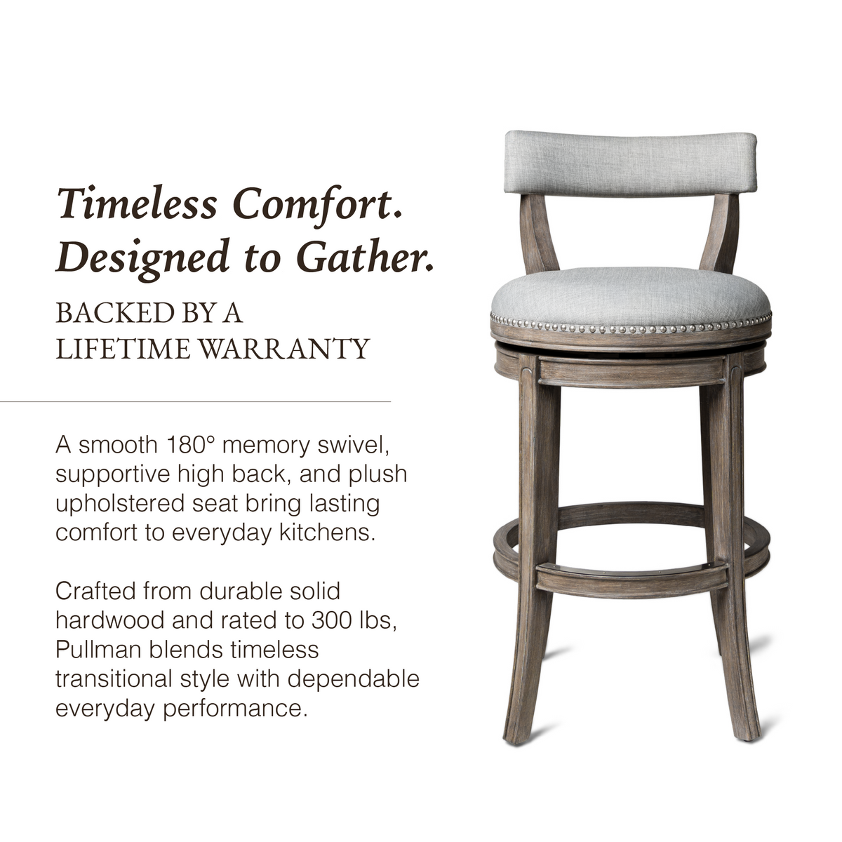 Alexander Bar Stool in Grey Finish with Grey Fabric Upholstery in Stools by Maven Lane