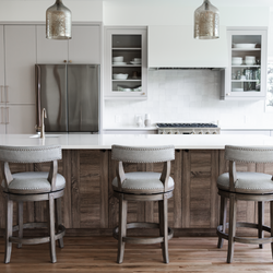 Alexander Counter Stool in Grey Finish with Grey Fabric Upholstery in Stools by Maven Lane