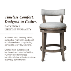 Alexander Counter Stool in Grey Finish with Grey Fabric Upholstery in Stools by Maven Lane