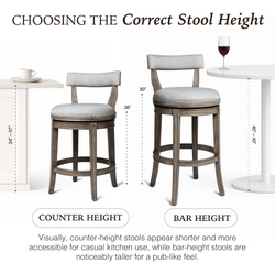 Alexander Bar Stool in Grey Finish with Grey Fabric Upholstery in Stools by Maven Lane