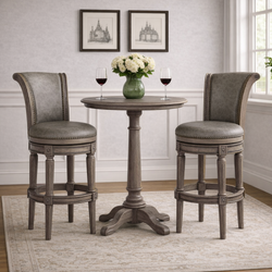 Pullman Bar Stool in Grey Finish with Grey Faux Leather in Stools by Maven Lane