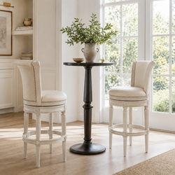 Pullman Bar Stool in Cream Finish and Cream Fabric in Stools by Maven Lane