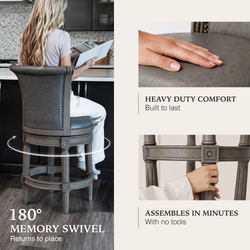 Pullman Counter Stool in Grey Finish with Grey Faux Leather in Stools by Maven Lane