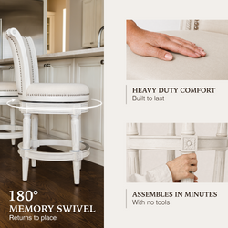 Pullman Counter Stool in Cream Finish and Cream Fabric Upholstery in Stools by Maven Lane